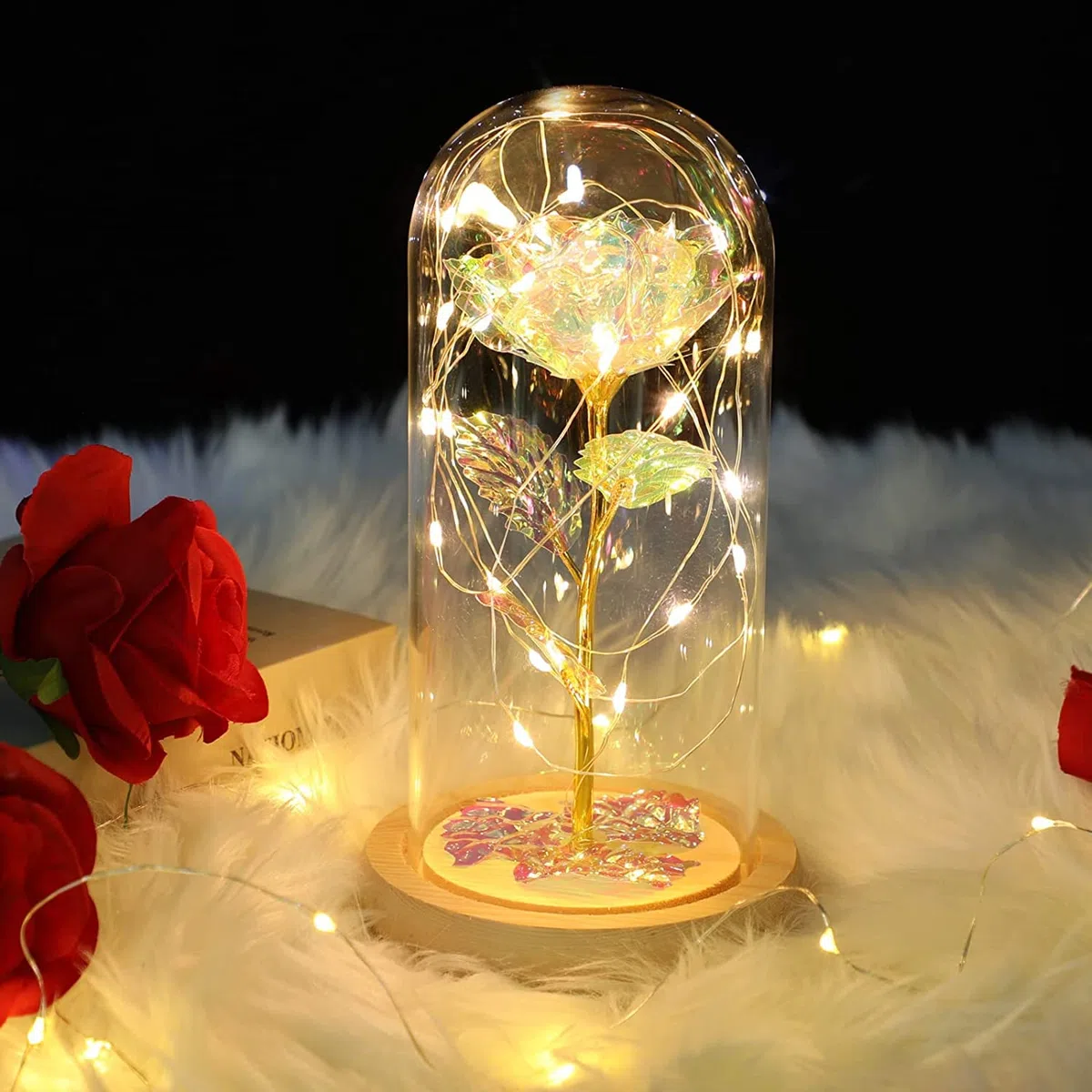 ADAZ Rosa Eterna,Regalos Originales para Mujer Rosa Bella y Bestia con LED Regalo para Mama Novia Esposa para Día de San Valentín Aniversario Día de la Madre Bodas Cumpleaños Navidad
