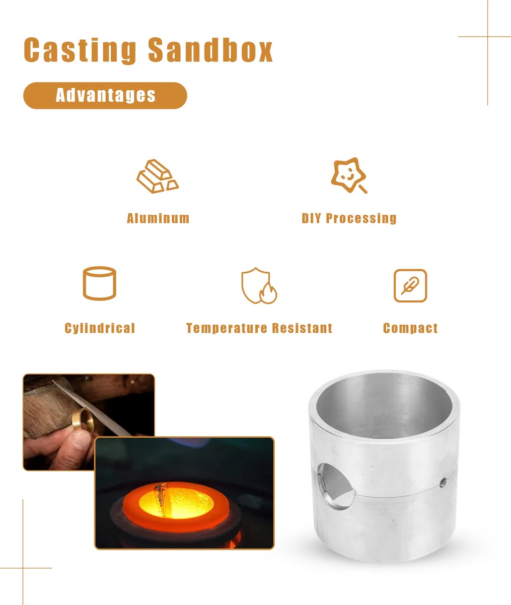 Gugxiom Caja de de Fundición, Molde de Fundición de Joyería Cilíndrico de Aluminio, Fabricación de Joyas de Bricolaje, Horno de Caja de de Fundición Resistente a