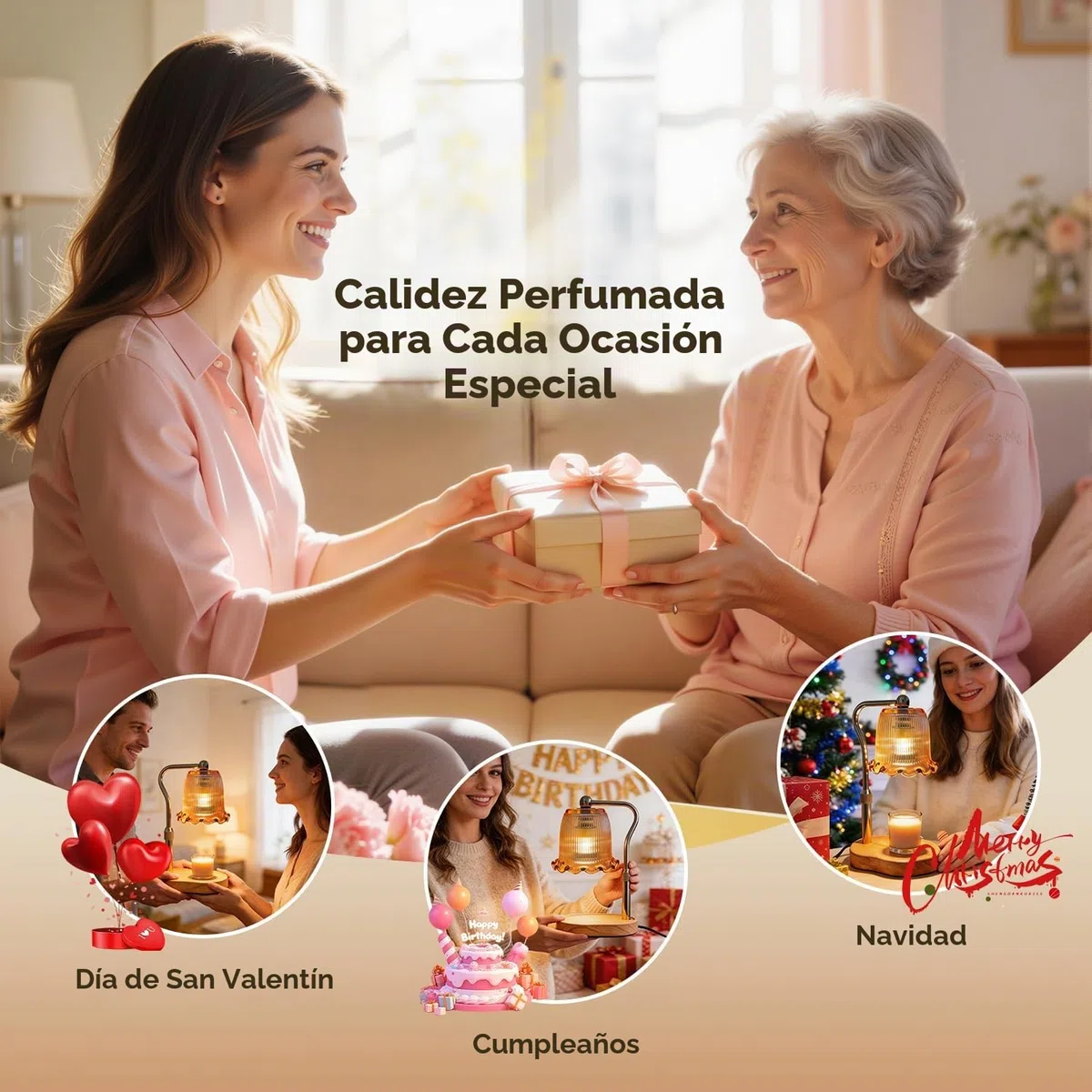 Lámpara calentadora de velas con regulador, calentador de cera para velas en tarro, lámpara de vela sin llama con temporizador, incluye 2 bombillas, calentador de velas regalos para mamá y mujer