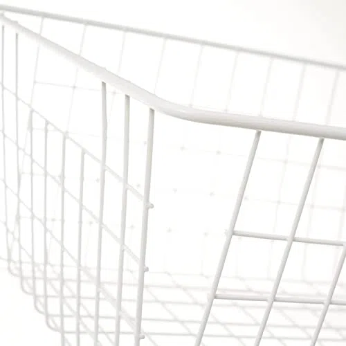 Cesta de Metal Blanca organizadora con Rejilla de 28x21,50x11,50 cm