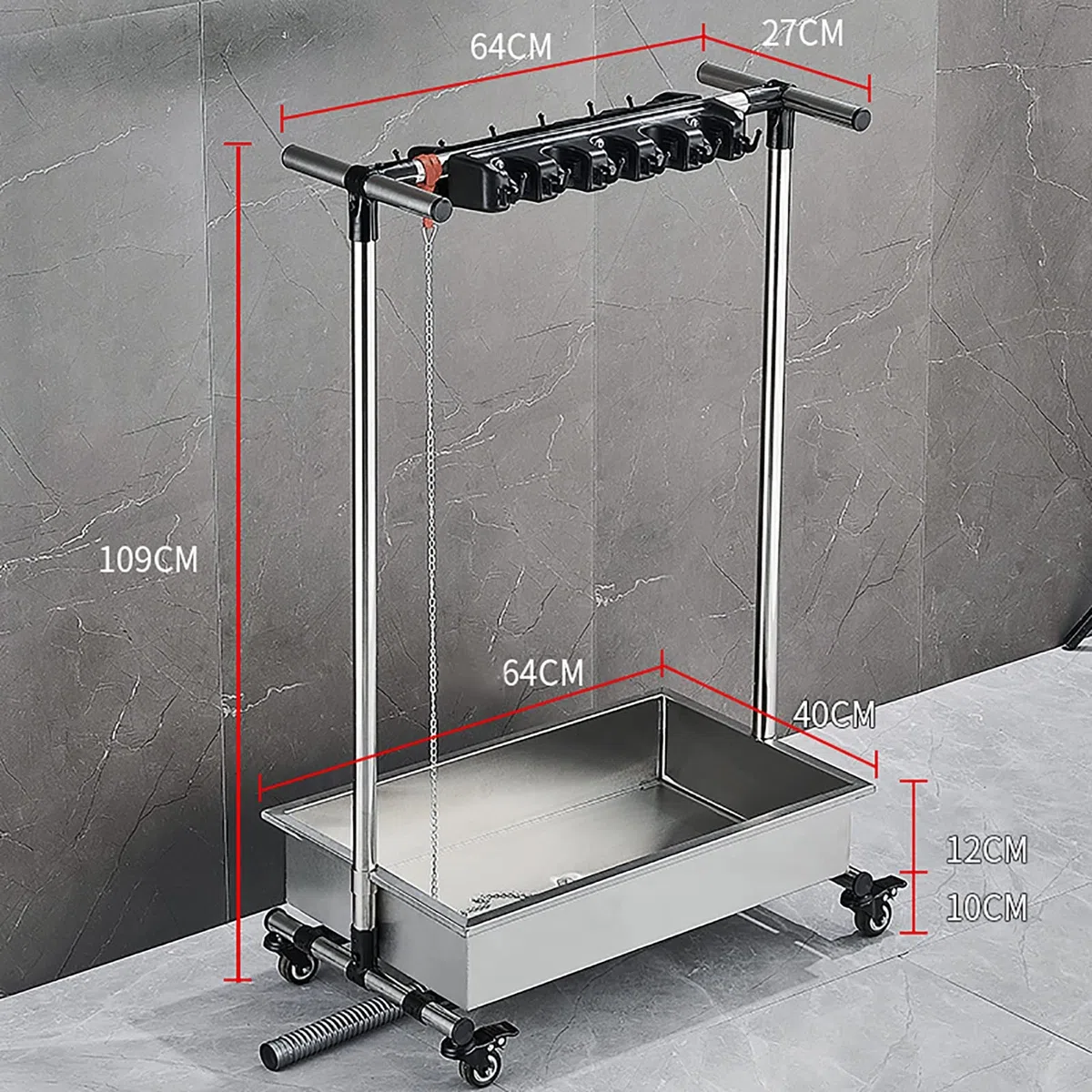 Movable Floor Standimop Scoop Put Wet Mops, Carrito de Herramientas de Limpieza Cleanin, Organizador de Suministros de Limpieza para Cocina de Garaje, Etc.,Estante de Drenaje de Lavado de la Mo
