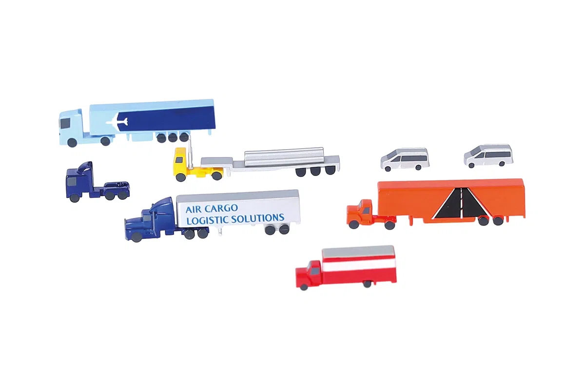 herpa Accesorio para Camiones y Furgonetas, Set de Accesorios de Aeropuerto a Escala 1:500, Camiones y Coches en Miniatura, Accesorio para Trenes, Modelo en Miniatura, plástico.