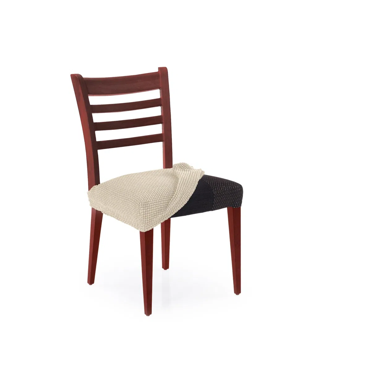 FAVERTI® Funda Super Elástica Silla de Comedor Sin Respaldo | Pack 2 Unidades | Modelo NOVELE | Beige | Protector de Calidad de Tejido Jacquard Tacto algodón