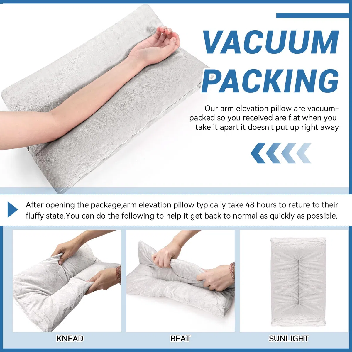 Almohadas de brazo para adultos, almohada de espuma viscoelástica, recuperación de lesiones y cirugía, perfecta para personas que duermen de lado, cojín de reposabrazos para aliviar el