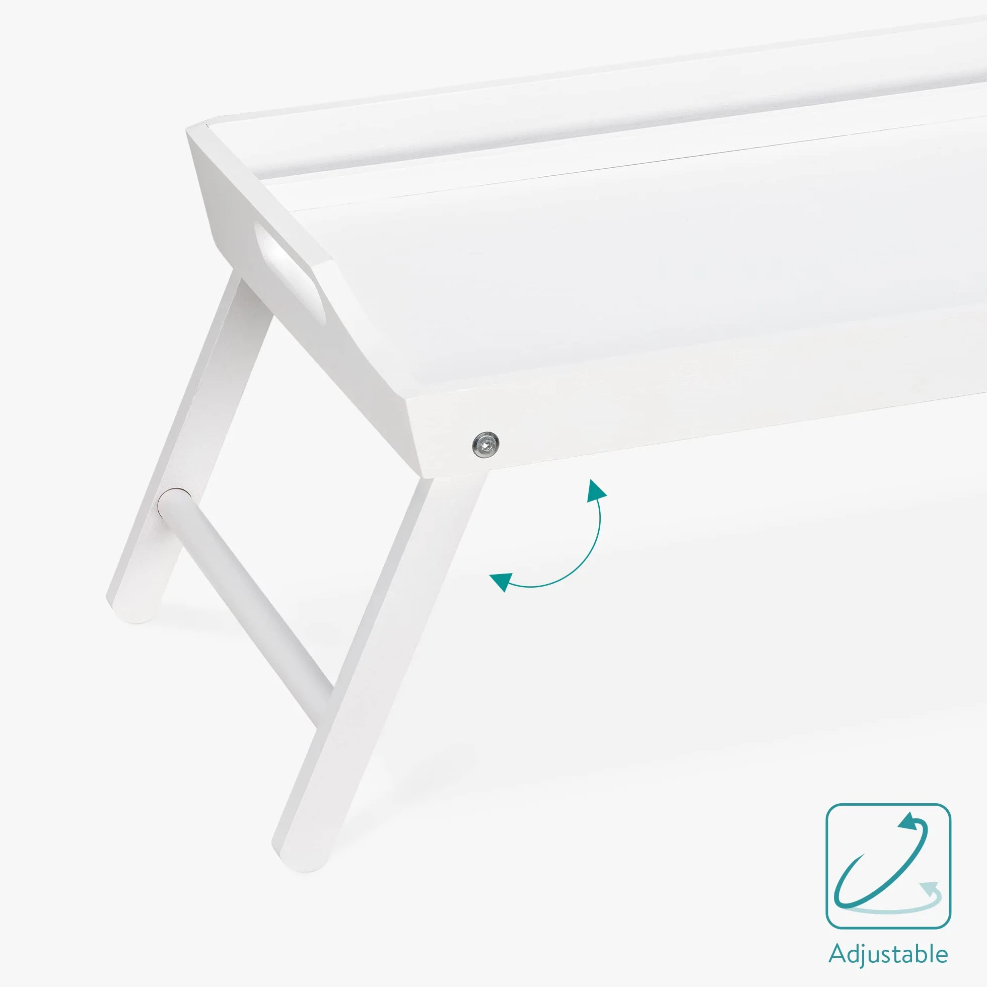Navaris Bandeja Plegable para Cama - Mesa de bambú con Patas para sofá - Bandeja para Transportar Desayuno Comida Cena - Mesita Auxiliar en Blanco