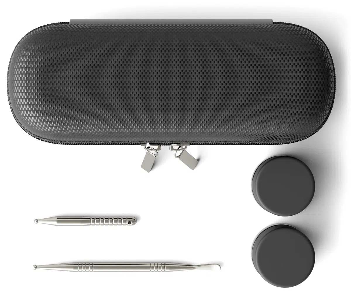 JCASE Dabbing Tool Set 2 x Titan Dabber Tool for Oil Cera Concentrado Dab Colofonia Resina Herramientas Incluye 2 recipientes de cera de cristal de 5 ml en negro Travelkit