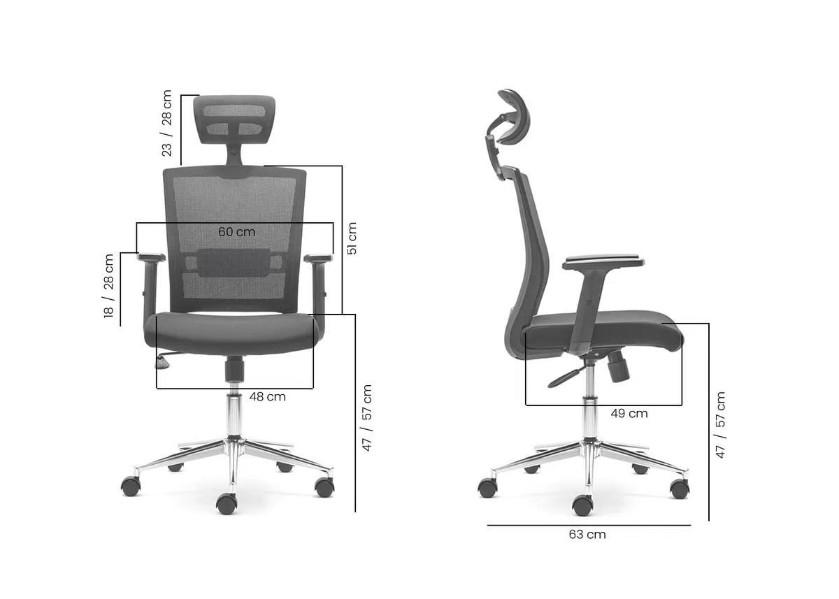 Silla Profesional Baku. Ergonomica. Cabecero, Soporte Lumbar y Brazos regublables.