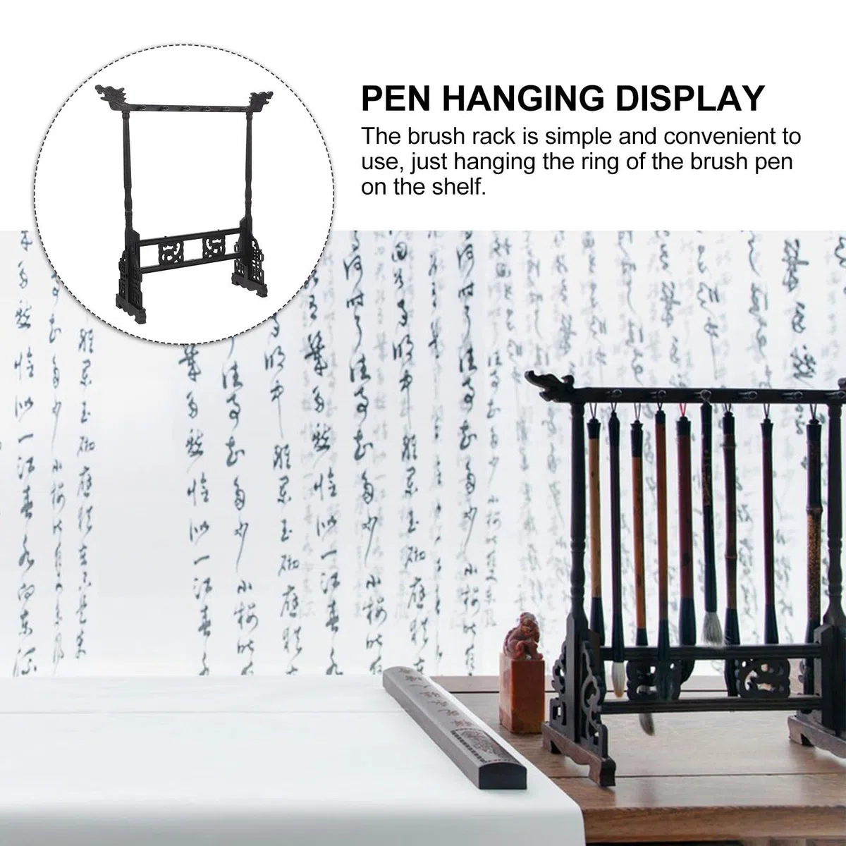 Healeved Porta Pinceles de Resina Vintage para Caligrafía China Colgador Ligero y Duradero para 12 Pinceles Estante Práctico para Ventilación y Almacenamiento en Manualidades