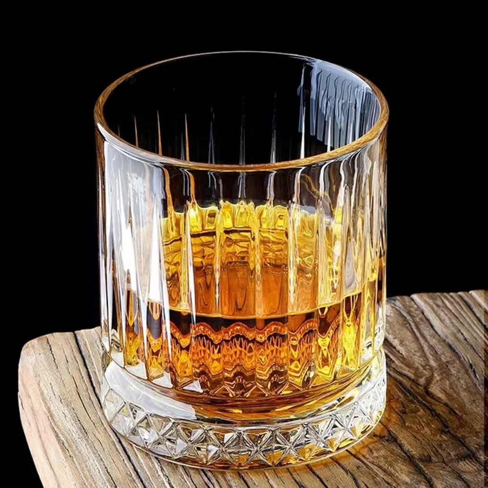 Vasos de whisky de cristal, juego de 4 de 350 ml de cristal soplado a mano sin plomo, perfectos para whisky escocés, bourbon, manhattans, old fashioned's, cóctel (actualizado)