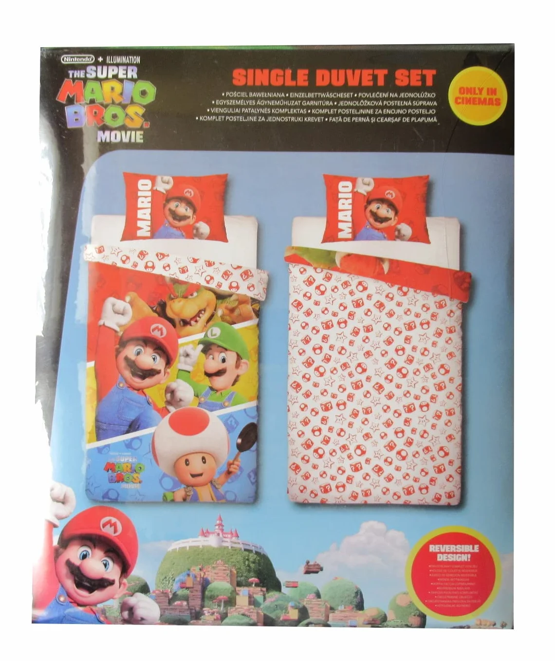 Super Mario Bros Gang Funda Nórdica Cama 90 140x200 + Funda Almohada 70x90 | Ropa de cama reversible | Algodón natural transpirable | Nintendo oficial | Niños | Regalo | Lavable a máquina