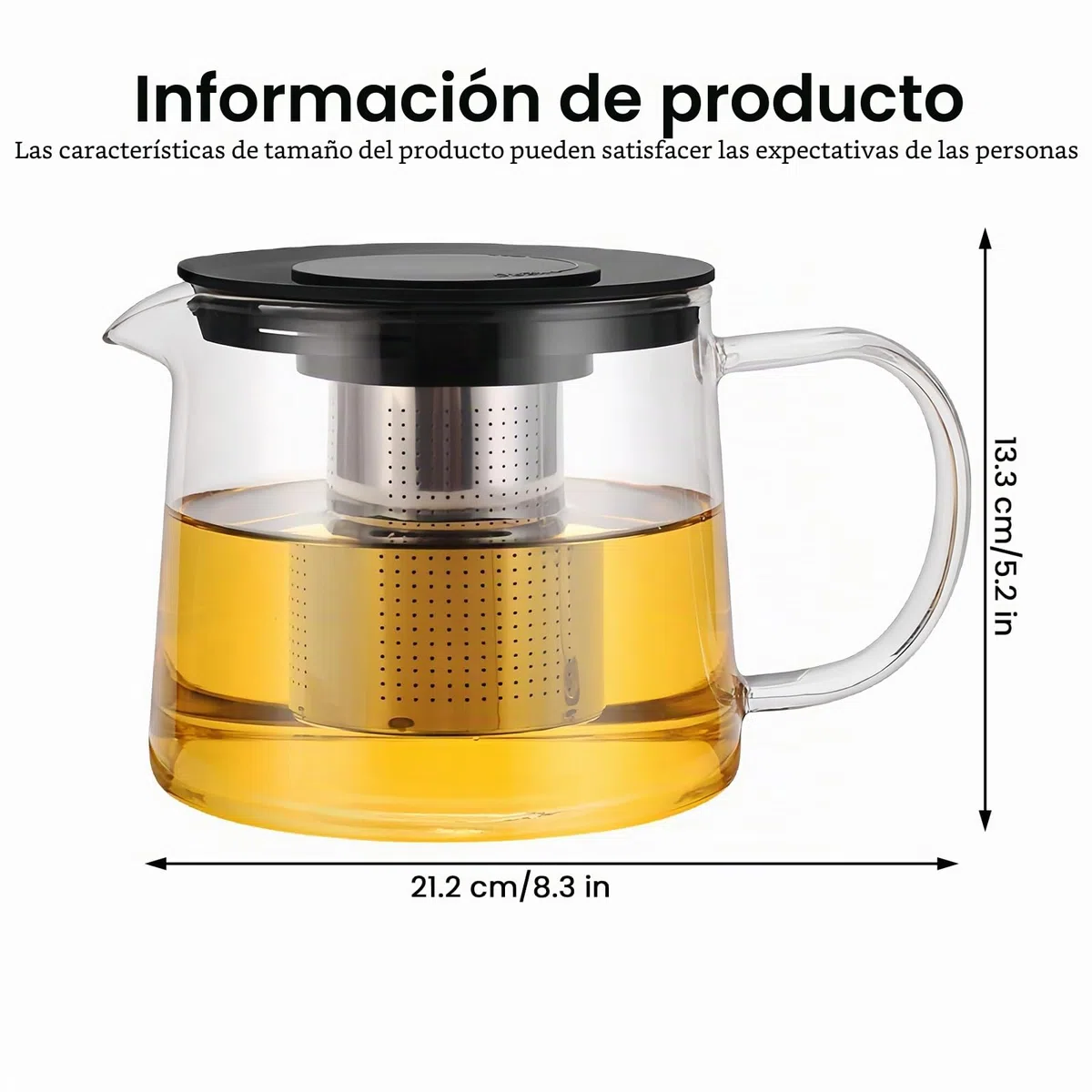 Tetera De Cristal Con Filtro 1500 ML, Tetera De Vidrio, tetera Cristal, Etera De Vidrio Con Filtro, Teteras De cristal De Borosilicato Para Estufa de vitrocerámica (21 X 15 X 13 cm)