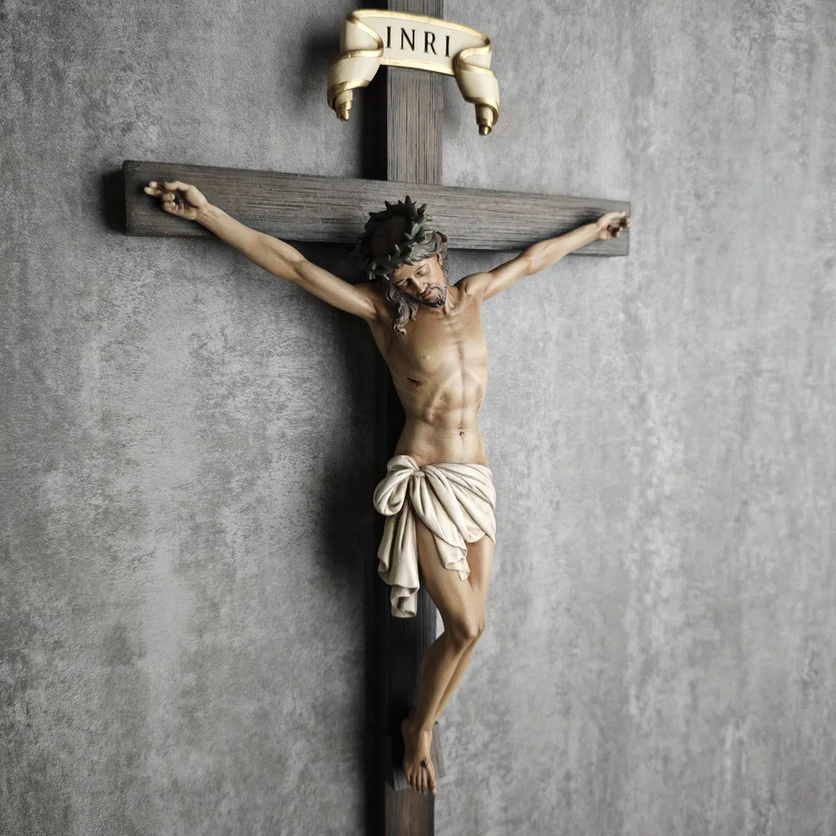 Cruz de pared con crucifijo católico BC de 40,6 cm de alto, Jesucristo, decoración del hogar, regalos religiosos coleccionables, escultura renacentista hecha a mano por Buildclassic