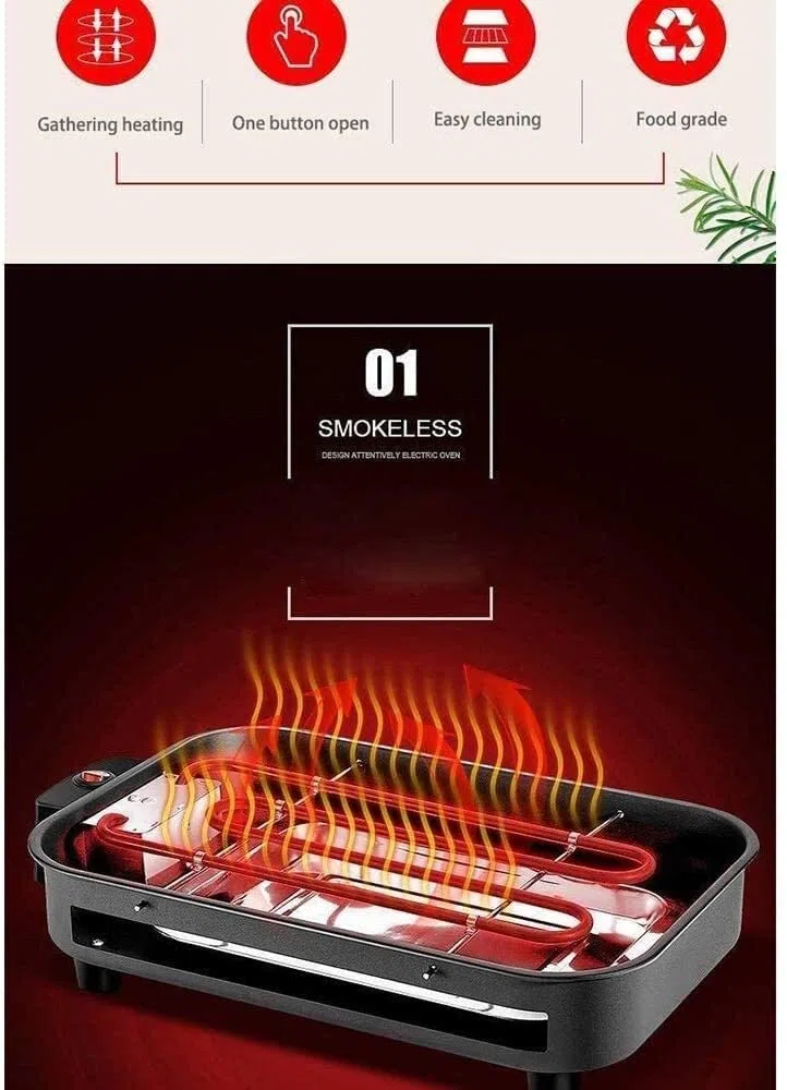 Parrilla de Asar Grill de Asar Plancha de Asar Barbacoa Interior Parrilla eléctrica portátil Hot Dog Equipo de Motor de Barbacoa giratoria 1029
