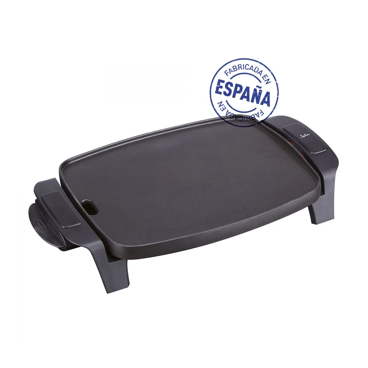 JATA GR205 - Plancha de Asar Eléctrica 1000W, Grill Antiadherente Durastone Libre PFOA, Termostato Regulable, Superficie: 28 x 22 cm, Bandeja Salsera