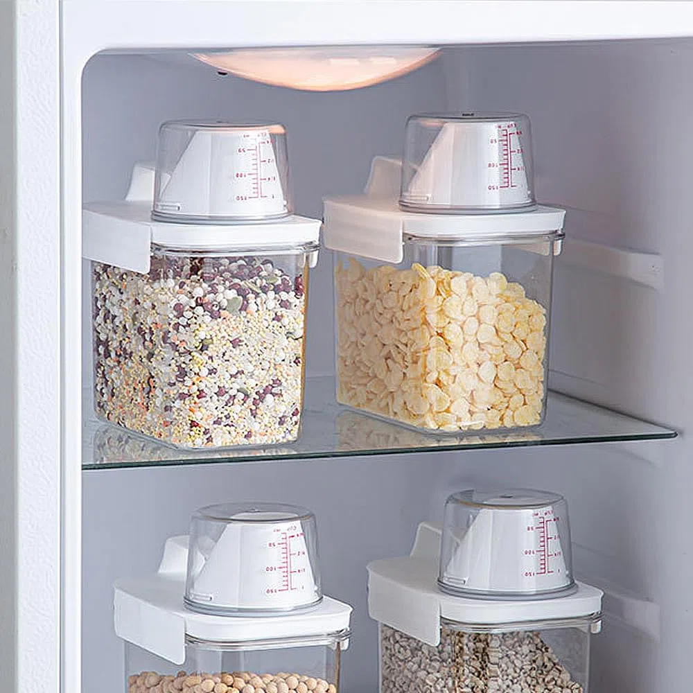 2 piezas Dosificador Detergente Lavadora De MúLtiples Fines Botes Cocina Almacenaje 1100Ml Contenedor Pienso Perros Apto Para Cereales, Arroz, Comida Para Gatos, Detergentes