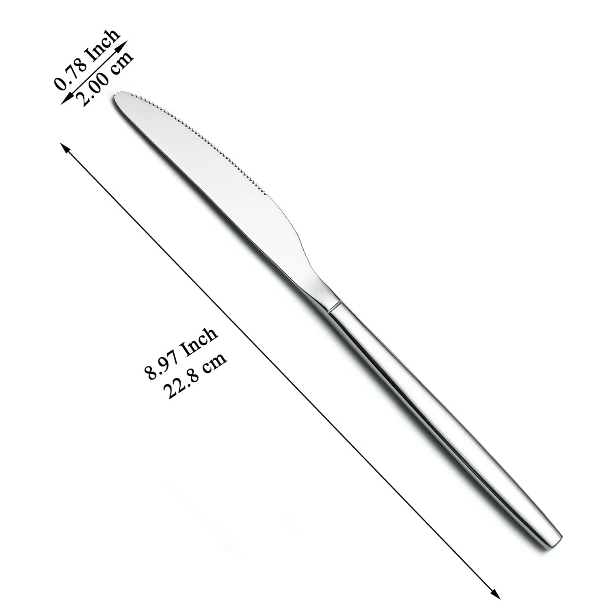 Berglander cuchillos de mesa de 12 piezas, cuchillo de cena moderno de acero inoxidable, cuchillo de mantequilla, ideal para el hogar, restaurante, boda, lavavajillas seguro