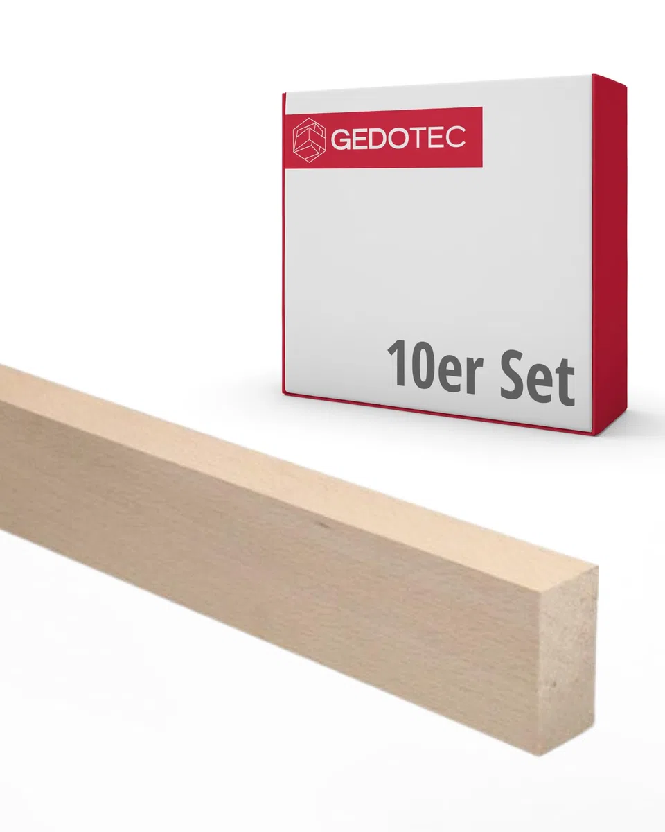 Gedotec Listones de madera de haya para manualidades y construcción - 95 cm | juego de 10 10x29x950 mm | BASIC | Listón para bricolaje y muebles - haya sin tratar y sin nudos