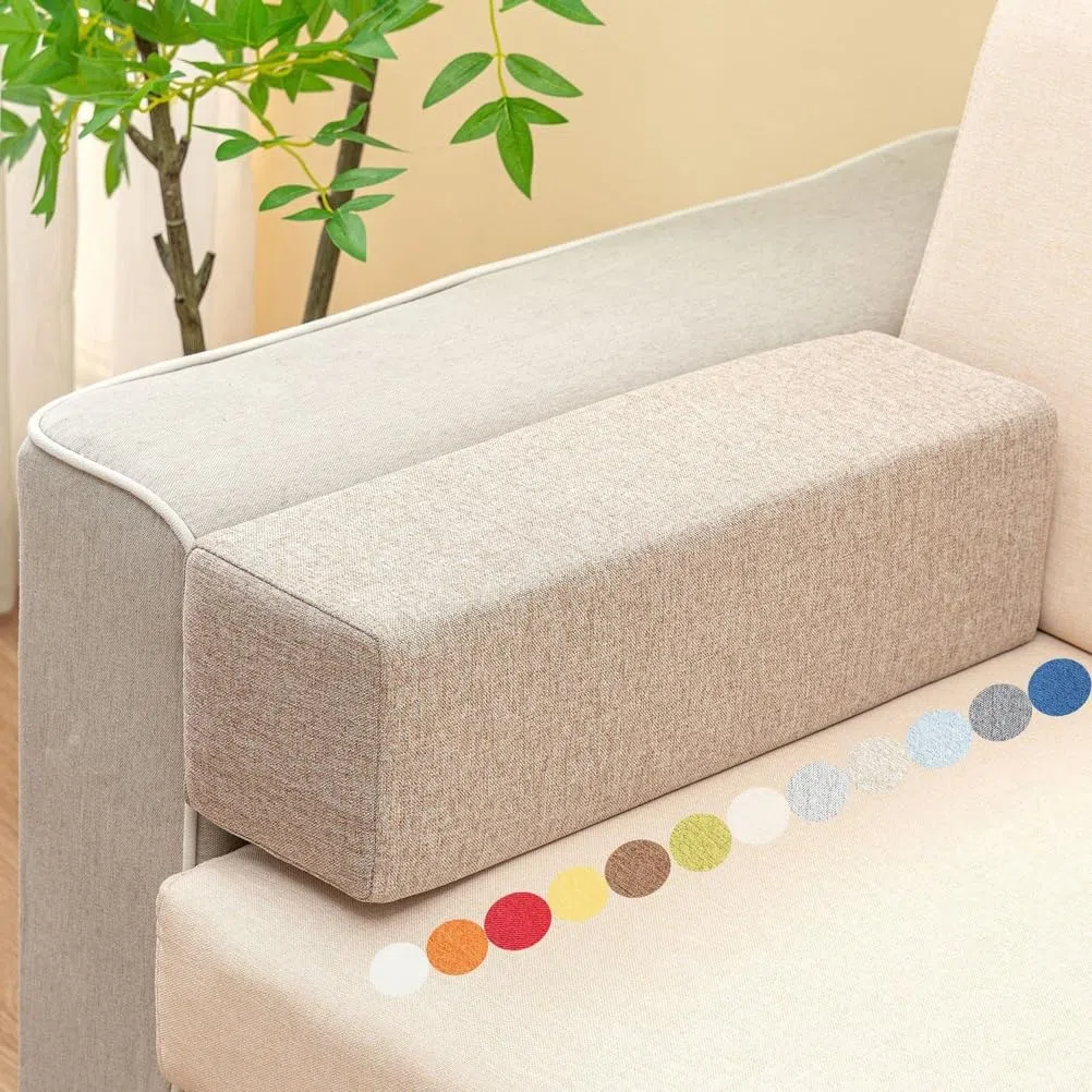 Genérico Cojín para Reposabrazos De Sofá, Cojín Lumbar Rectangular De Espuma Gruesa, Cómodo Cojín De Cabecera Y Respaldo Extraíble, para Camas Y Diversos Sofás Y Sillas,Light Brown,50x15x15cm