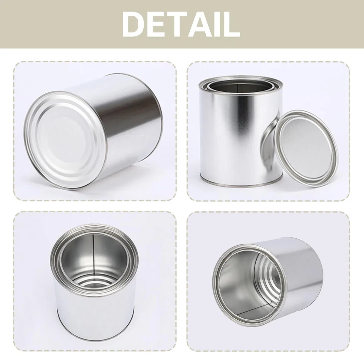 6 piezas Botes de metal vacíos con Tapa 1000 ml Botes de pintura de tinta Cubos de pintura multiusos para proyectos de manualidades