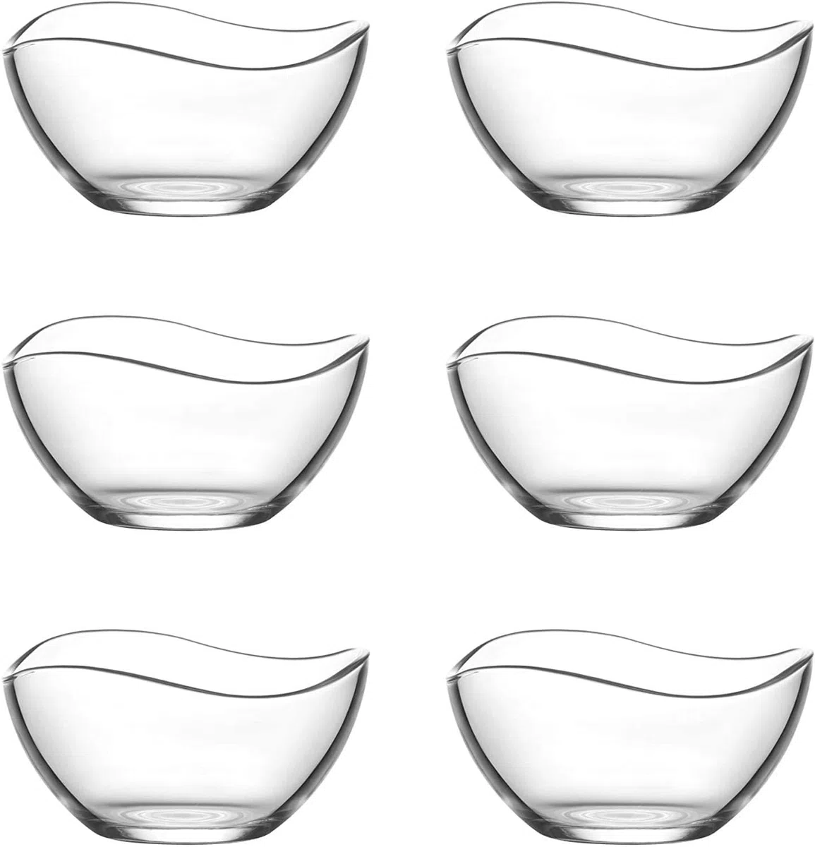 6 cuencos de cristal de 310 ml para servir, juego de cuencos de postre, ensaladera de cristal, juego de cuencos decorativos