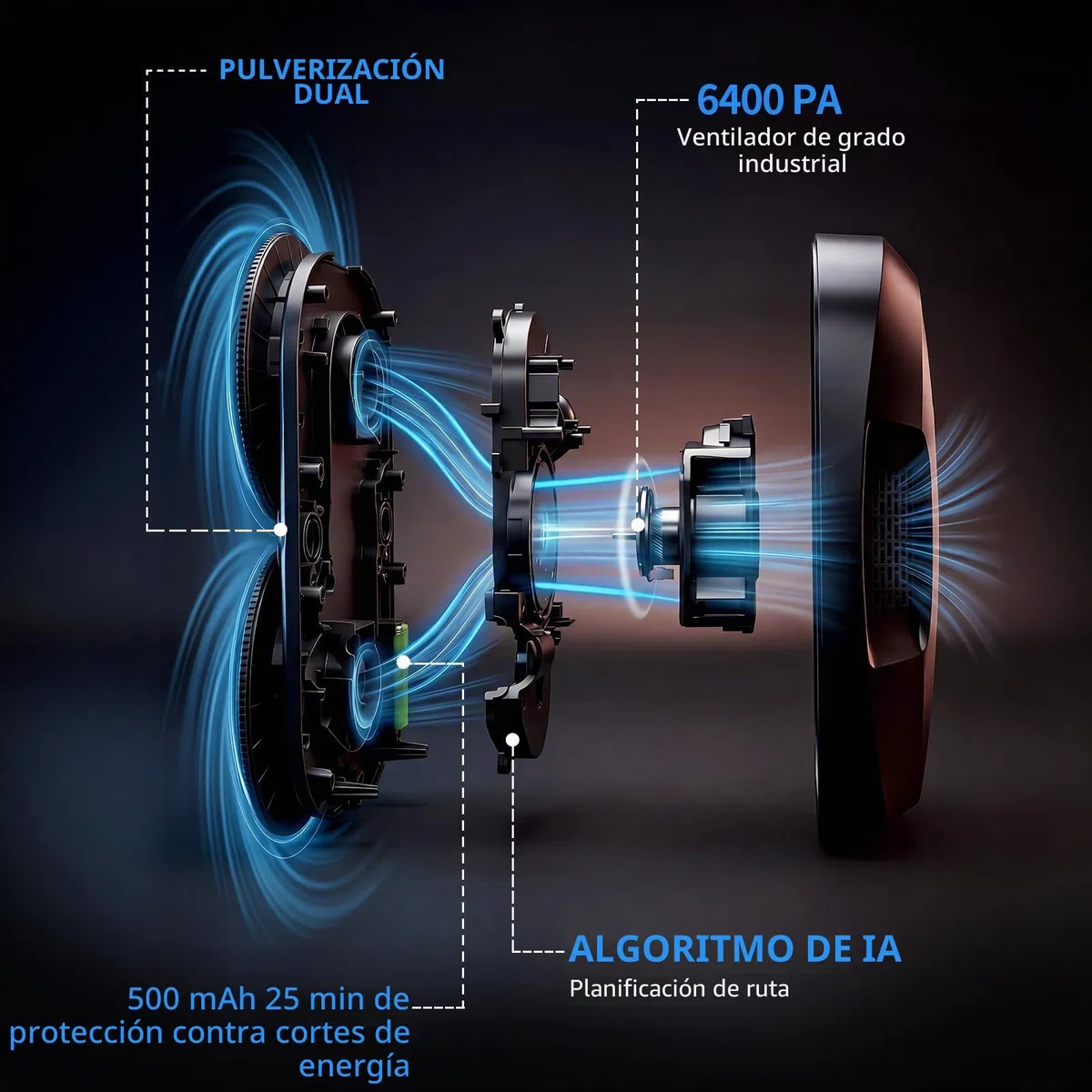 Tosima W5 6400 Pa Robot de Limpieza de Ventanas, pulverizador ultrasónico Doble, Limpiador de Cristales automático, Control Remoto, 20 paños de Microfibra
