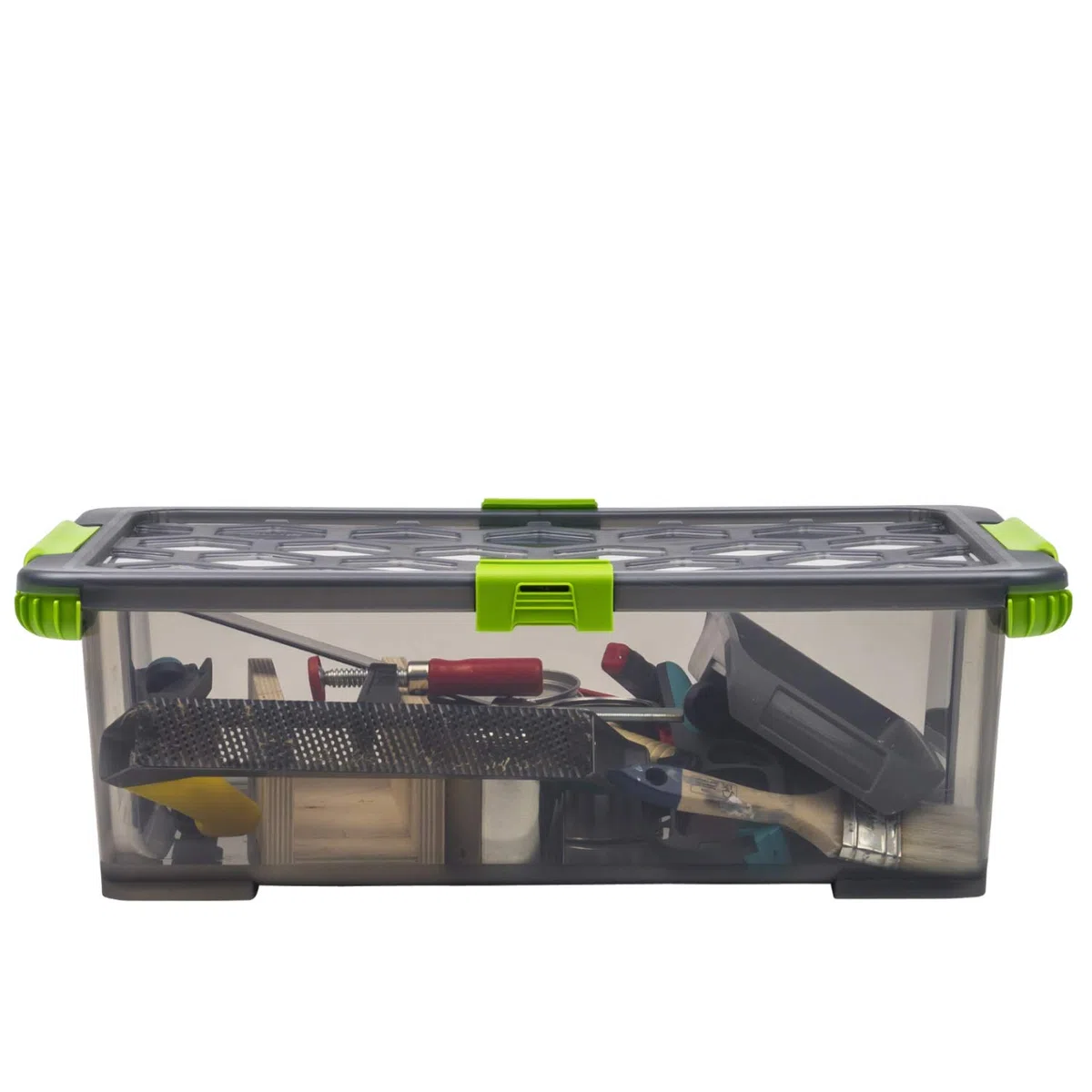 Rotho Evo Total Protection - Caja de Almacenamiento de 30 L con Tapa, Plástico (PP) sin BPA, Gris Antracita/Transparente, 30 L (59.0 x 39.5 x 18.5 cm)