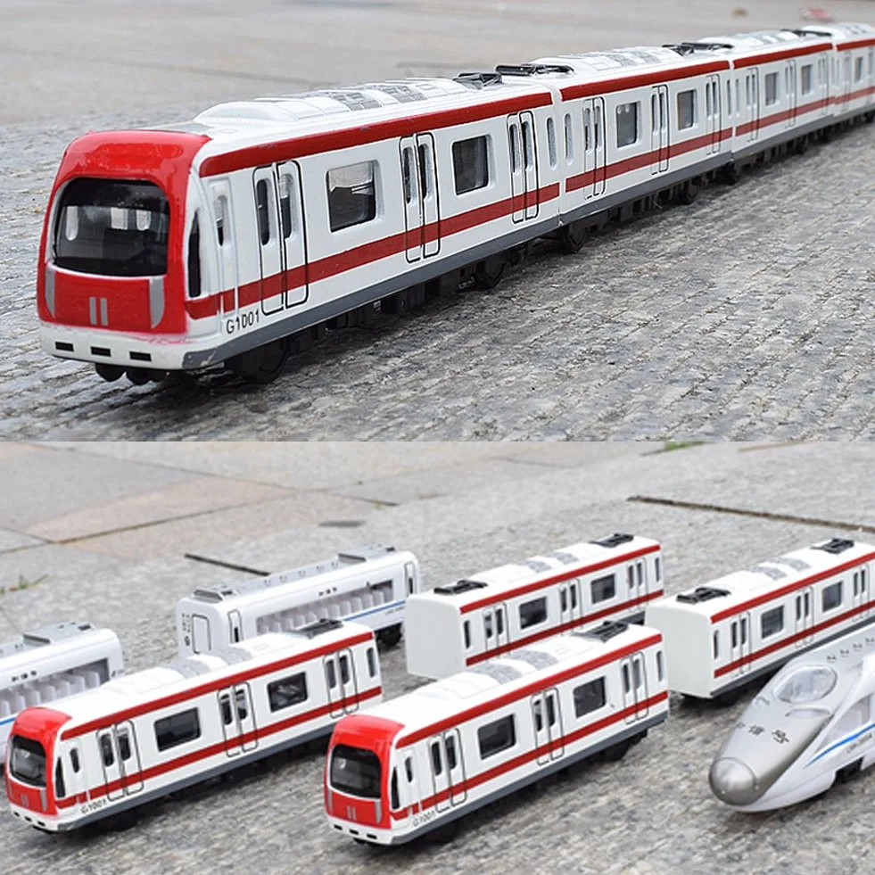Modelo del Tren, 4pcs Juguete del Coche fijó el Modelo del Tren del subterráneo del ferrocarril de la Ciudad de la aleación, Metro de la aleación de la Escala 1/64 / Modelo del Coche ToysPlay