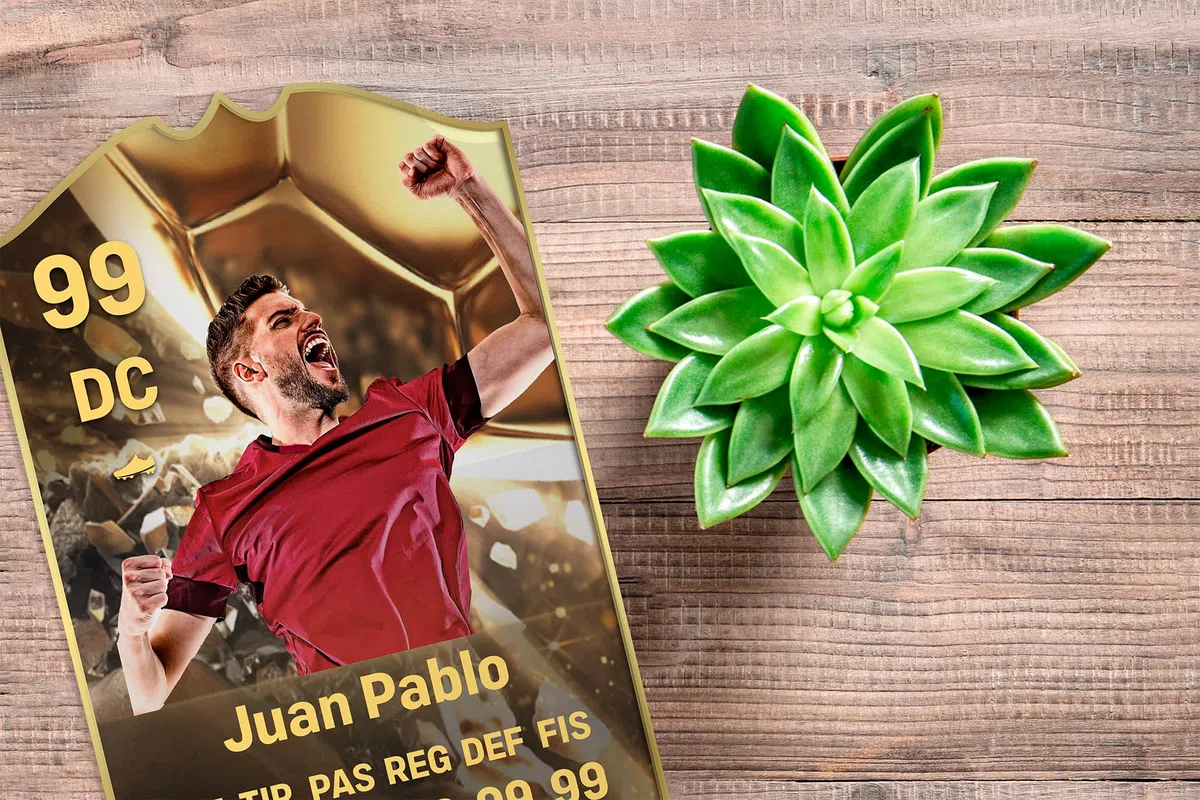 Oedim Carta de Fútbol Personalizada Diseño Balon de Oro 2025, 21x33,5cm, Fabricado en Metacrilato de 4mm, Efecto Espejo, Divertida y Original