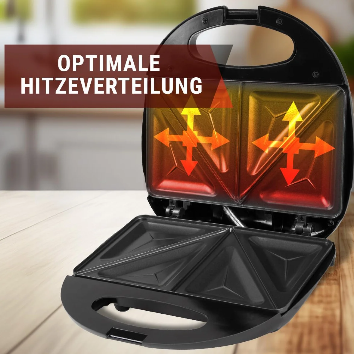 Clatronic ST 3477 sandwichera, tostadora de sandwich eléctrica, sandwichera con placas triangulares para sandwich (recubrimiento antiadherente), control automático de temperatura, 750 vatios, negro