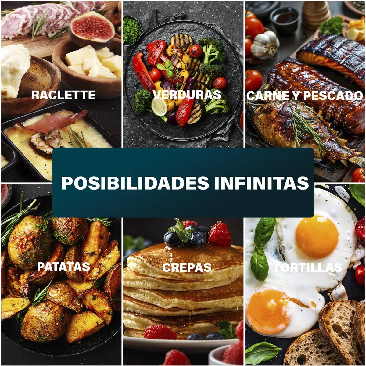 Princess petra Electric Raclette 6 Grill Party – Raclette para 6 personas con forma redonda - 162725