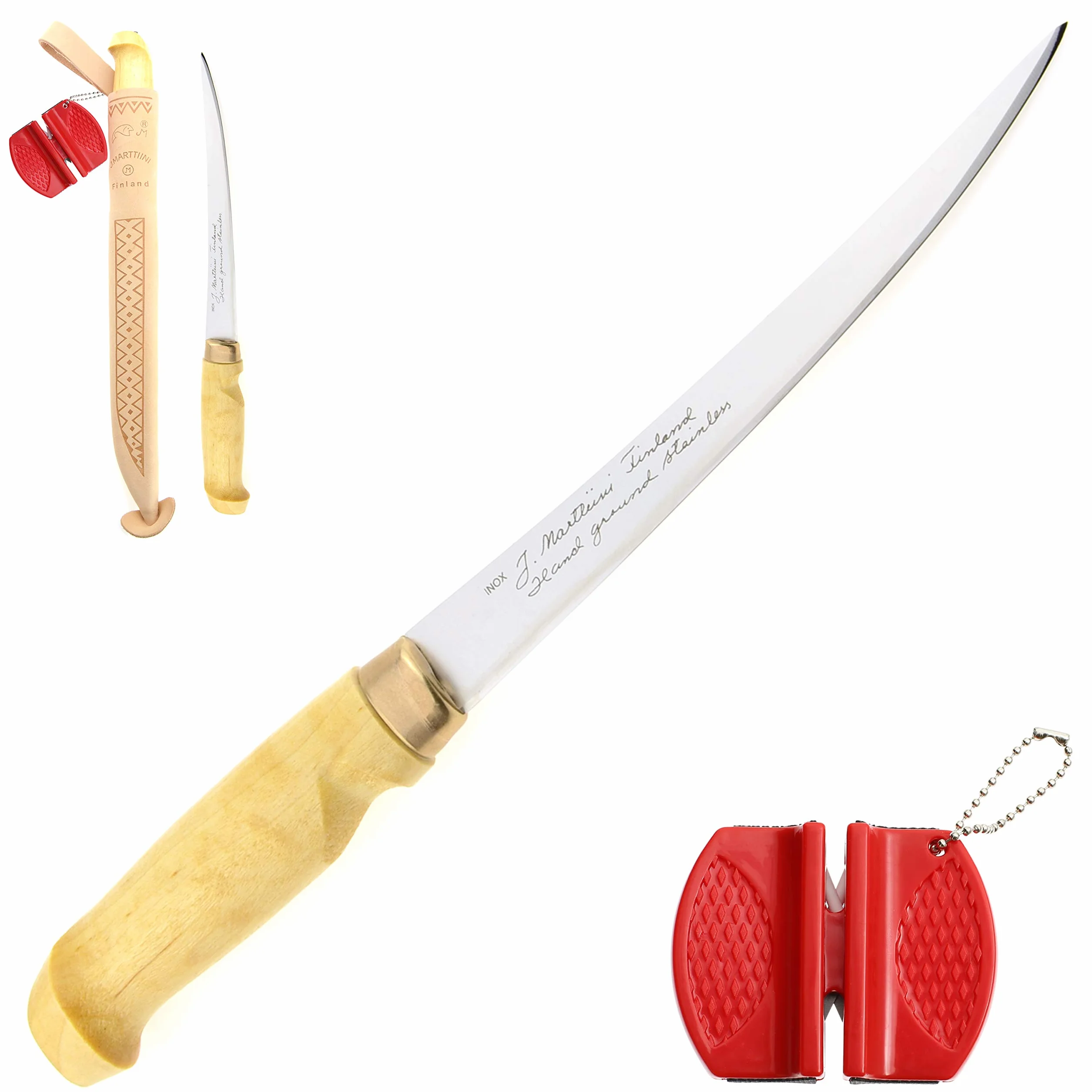 Marttiini Cuchillo fileteador clásico de 31 cm, hoja de 19 cm + afilador RTX y combo Sharpener