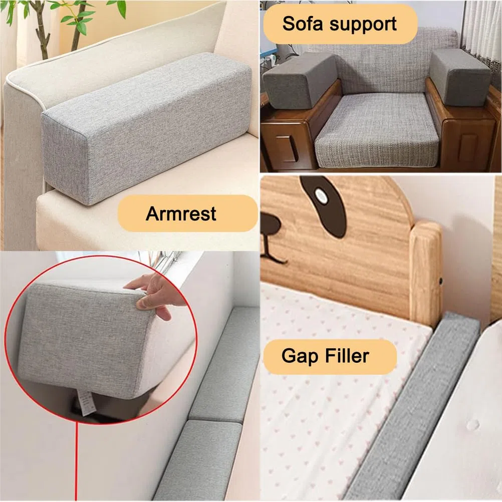 Genérico Cojín para Reposabrazos De Sofá, Cojín Lumbar Rectangular De Espuma Gruesa, Cómodo Cojín De Cabecera Y Respaldo Extraíble, para Camas Y Diversos Sofás Y Sillas,Light Brown,50x15x15cm
