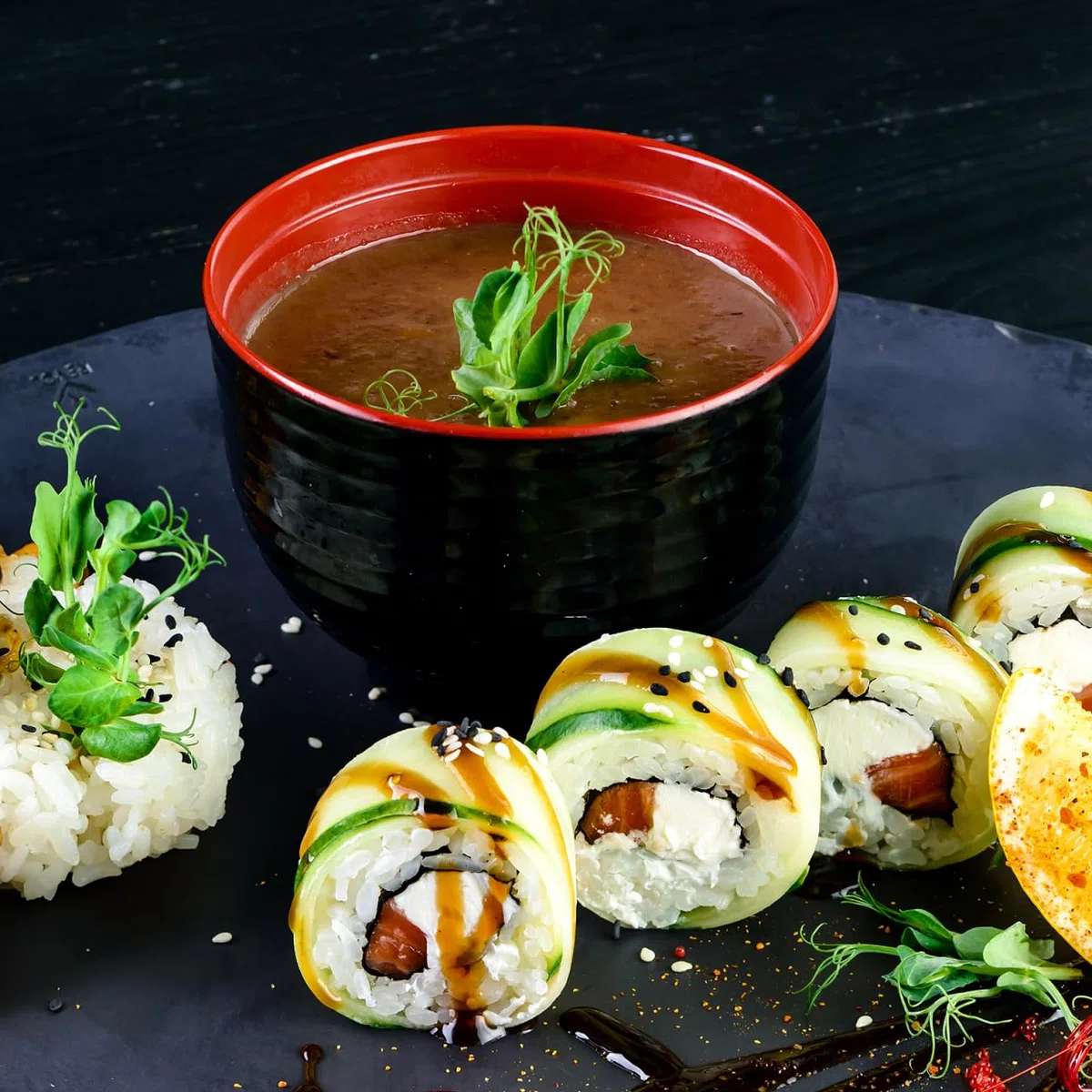 DOITOOL Juego de 3 cuencos para sopa de estilo japonés Miso, de melamina japonesa, estilo Miso, para sopa, con tapa, imitación de porcelana