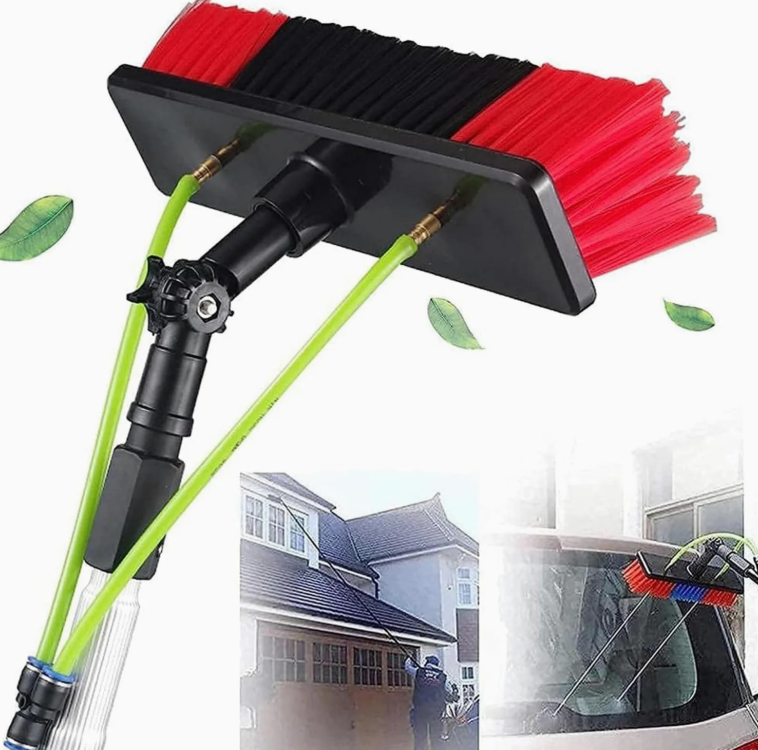 Genérico Kit telescópico para Limpieza de Ventanas Exteriores: pértiga con Suministro de Agua, Cepillo y Limpiador de Paneles solares, Herramienta Extensible para alcanzar Cristales Altos y superfici
