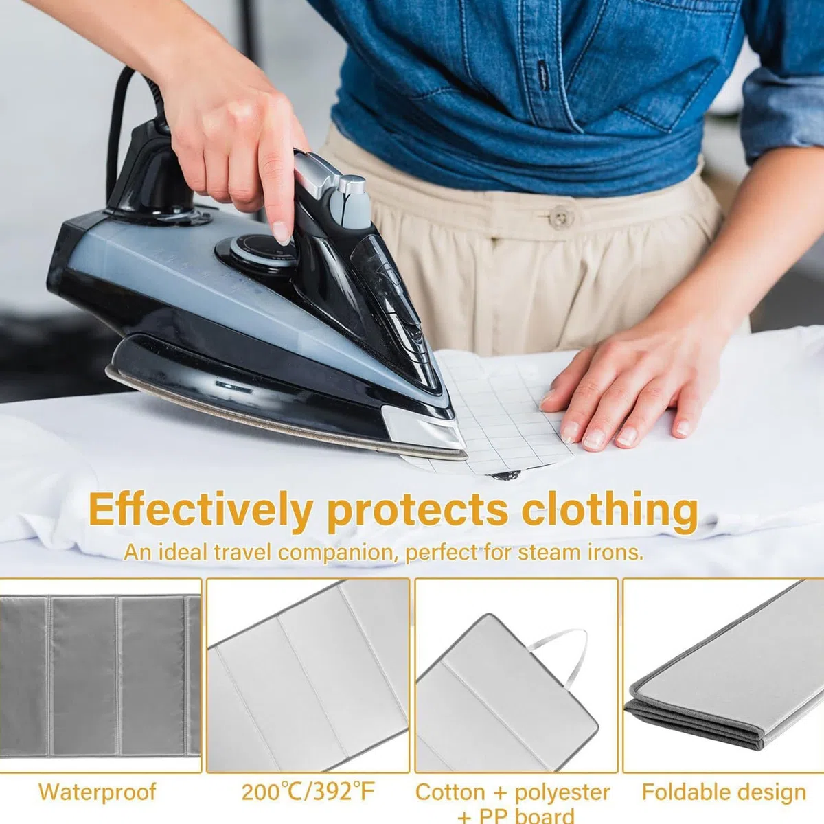 Tabla de Vapor para Ropa, Soporte Plegable para Plancha Vertical – colchón Planchado con Guantes para Dormitorio apartamento casa Cama Mesa Ropa encimera Hotel Camisa Viaje