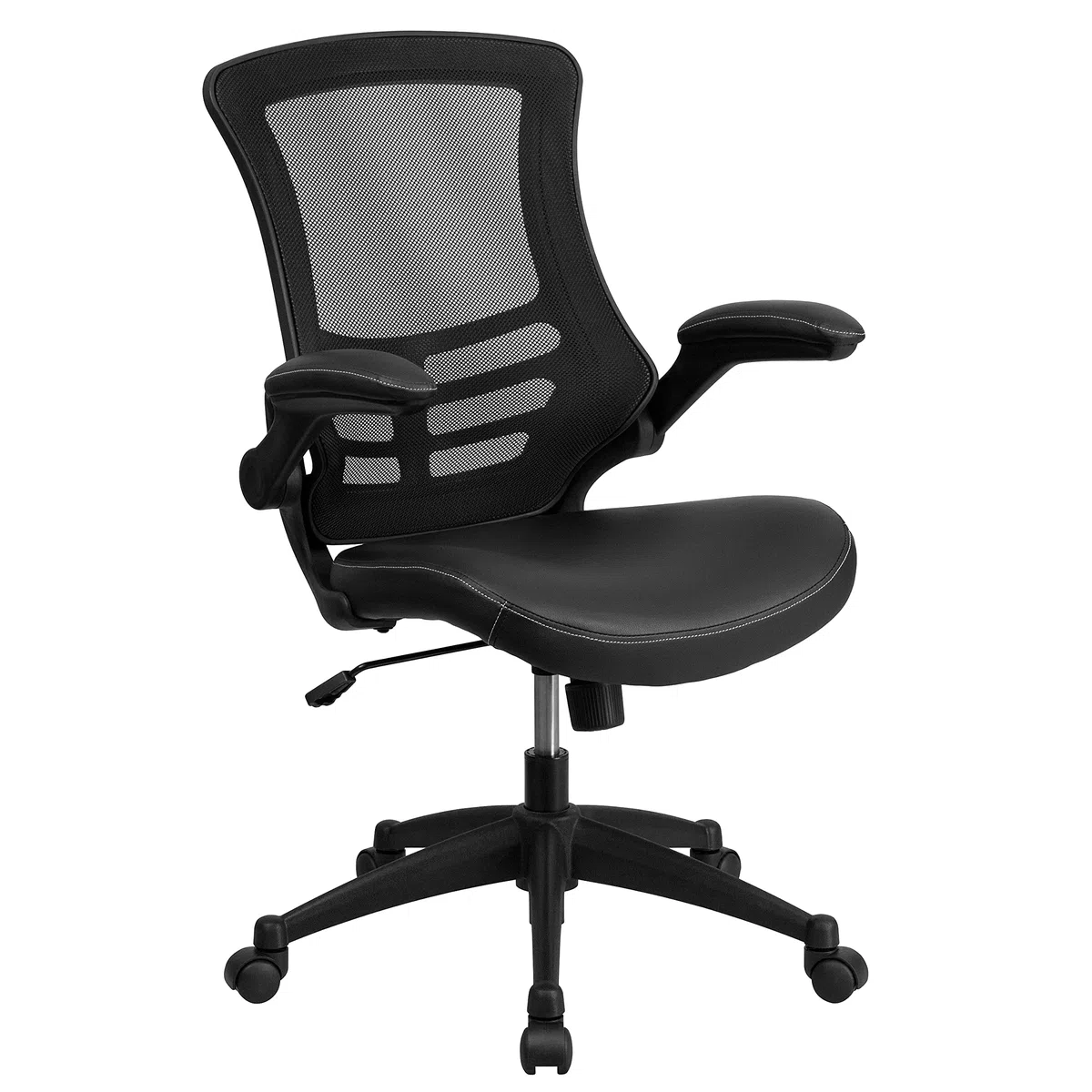 Flash Furniture Silla de oficina, ergonómica, con respaldo de malla, asiento perfilado y ajustable en altura, con palanca de inclinación con fijación, negro, 64,77 x 62,23 x 104,78 cm