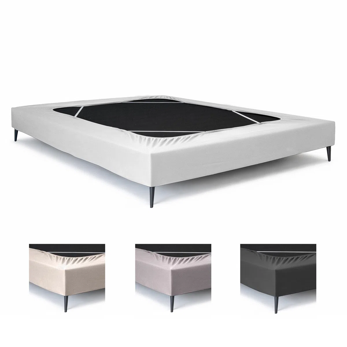 Textilhome Funda Elástica Cubre Canapé para Cama 90-105x200 cm - Protector de Base Ajustable con Faldón - Tejido de Punto con sujeción elástica. Color Blanco