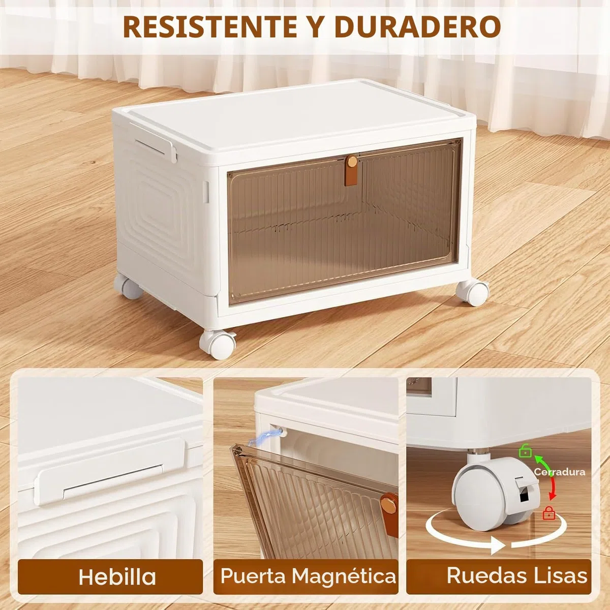 SavvyStor Cajas de almacenamiento con tapa, cajones de almacenamiento de plástico de 4 niveles, cajas apilables, organizador para dormitorio y sala de estar