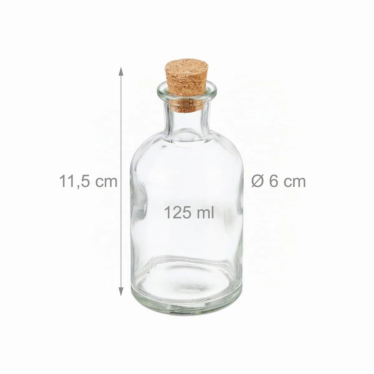 Relaxdays Set 20 Botellitas Cristal, Mini Botellas con Corcho, 125 ml, para Rellenar, Decorativas, Transparente/Natural