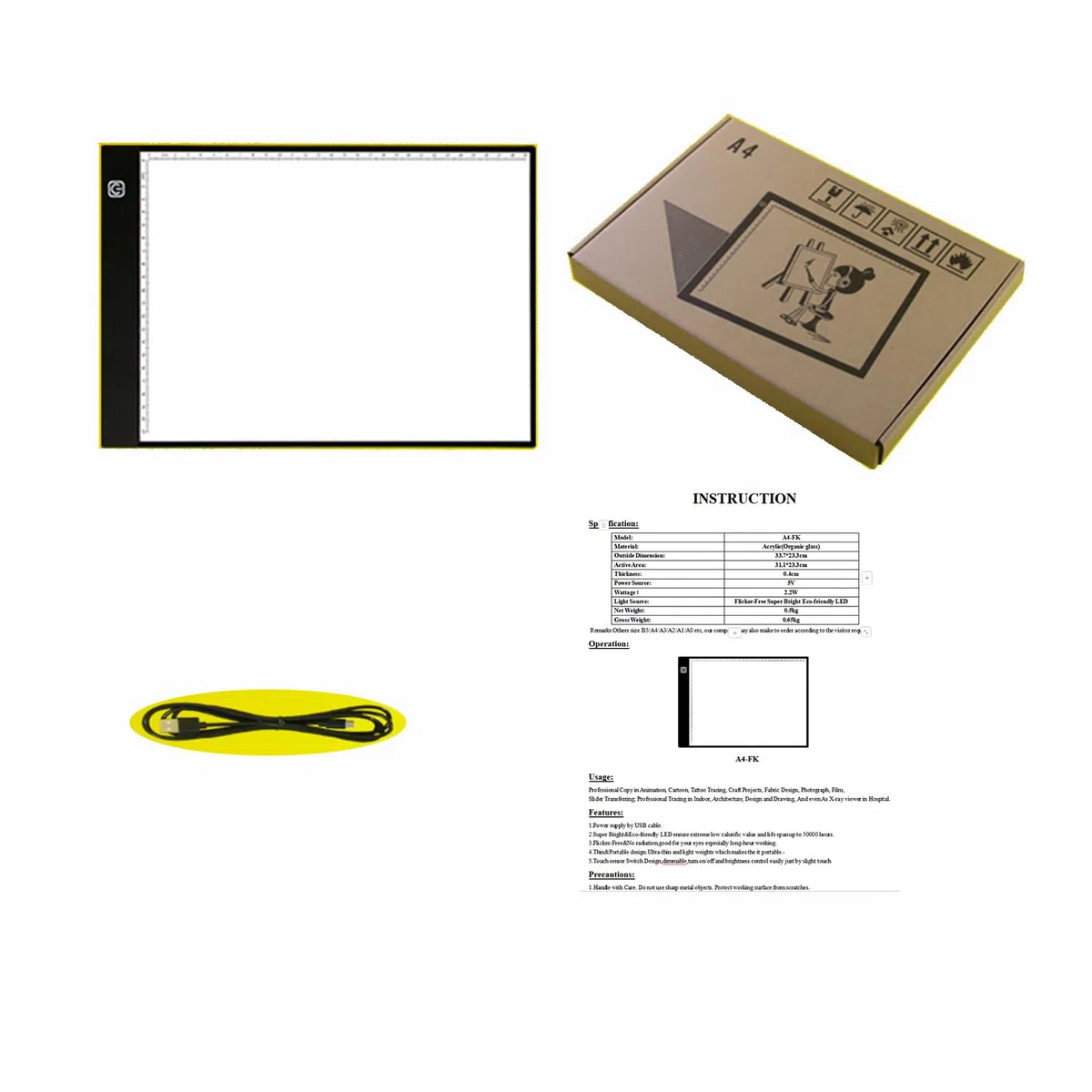 Caja de Luz Para Calcar,LED Light Tracing Pad,Dibujo Copiadora Escritorio Protección Ojos Diseño A4 Tacto Ligereza Ajustable Inteligente para el artista Cartón Hacer Sketch Diseño(profesional)
