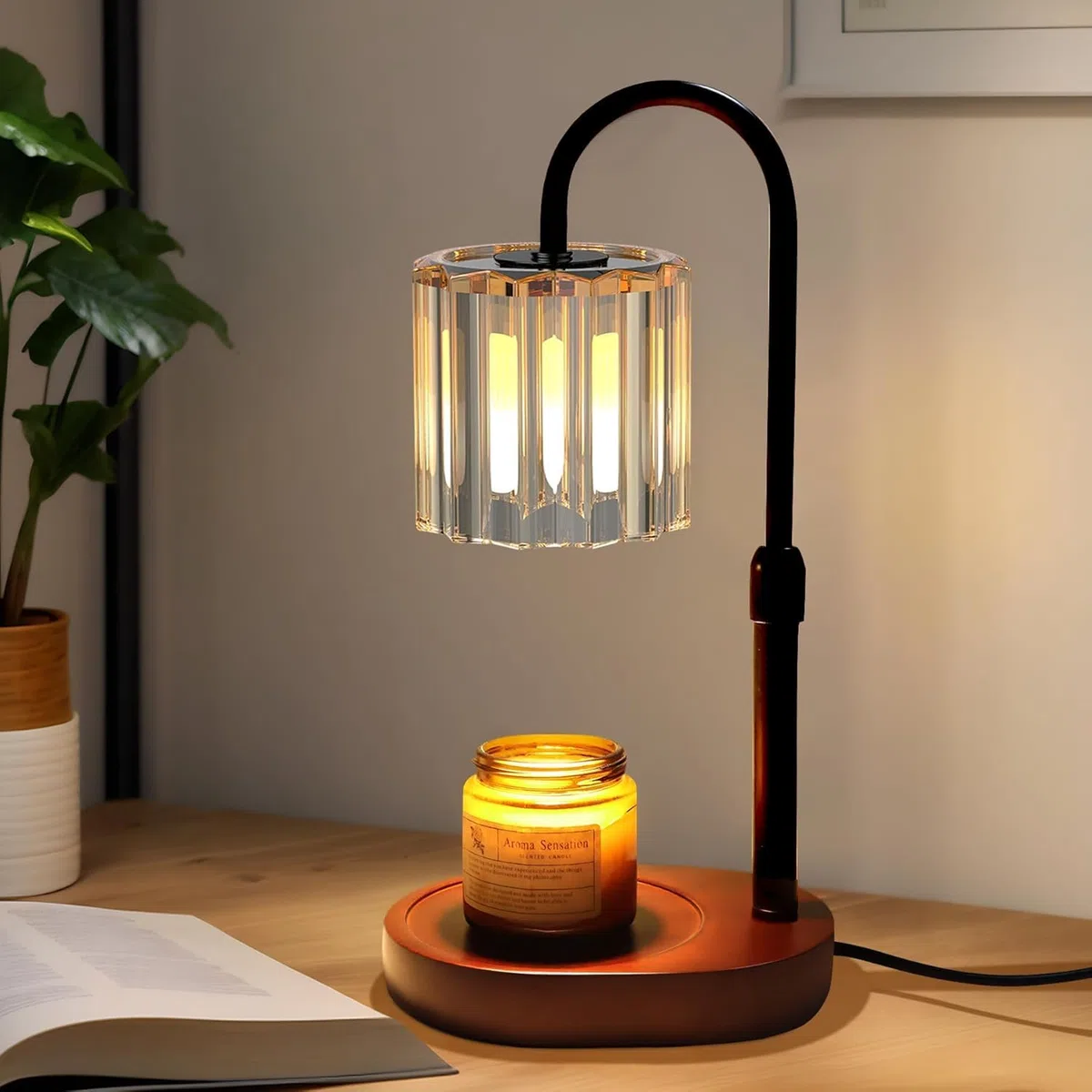 seenlast Lámpara Calentadora Velas, Candle Warmer Lamp con Temporizador y Regulador de Intensidad Calentador de Velas Vintage, Lampara Vela Eléctrica para velas aromáticas, Hogar, Decoración