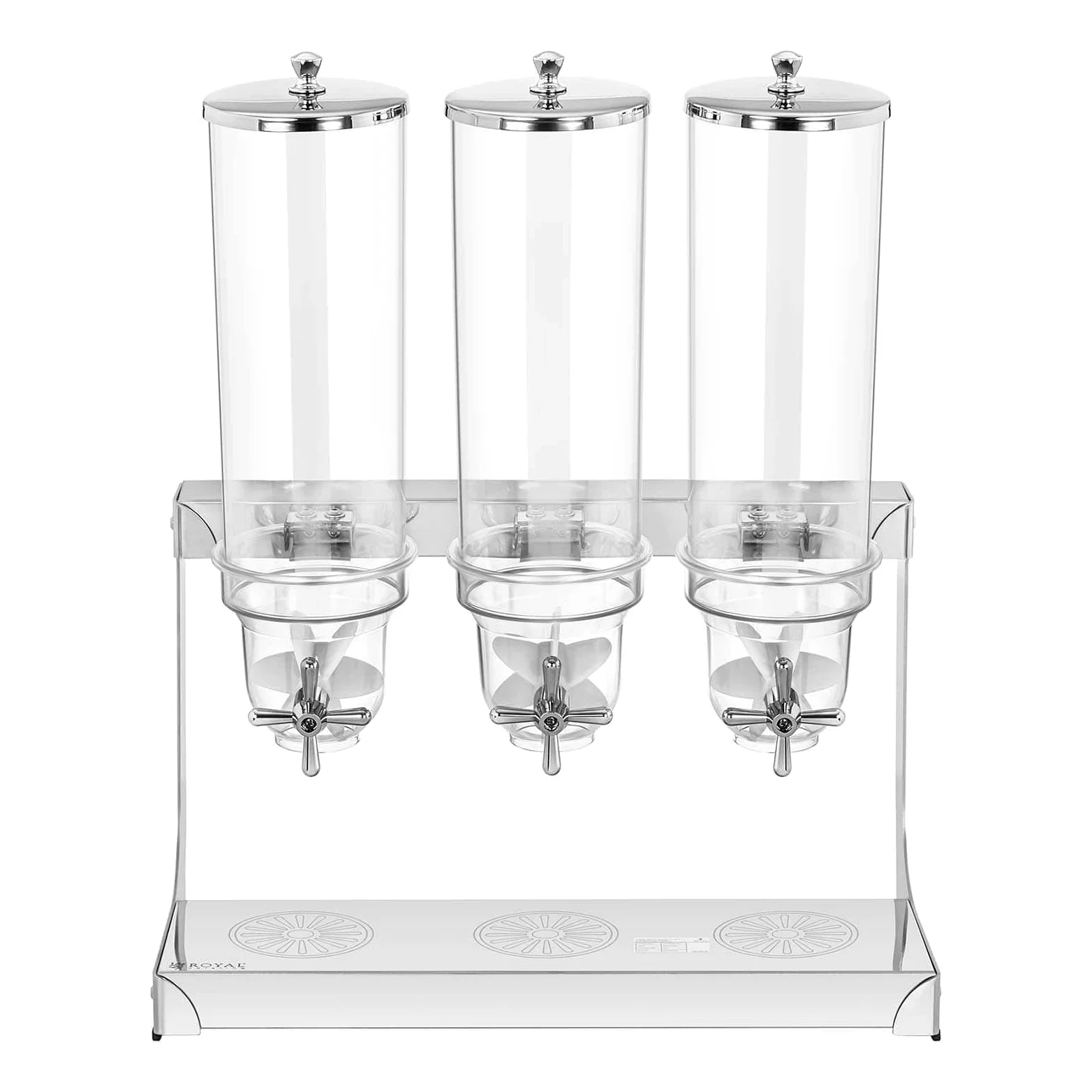 Royal Catering Dispensador De Cereales Para Buffet Desayuno RCCS-3.5LSS3 (Porcionado exacto, Altura del cuenco: 13 cm, 3 x 3,5 L, 3 contenedores)