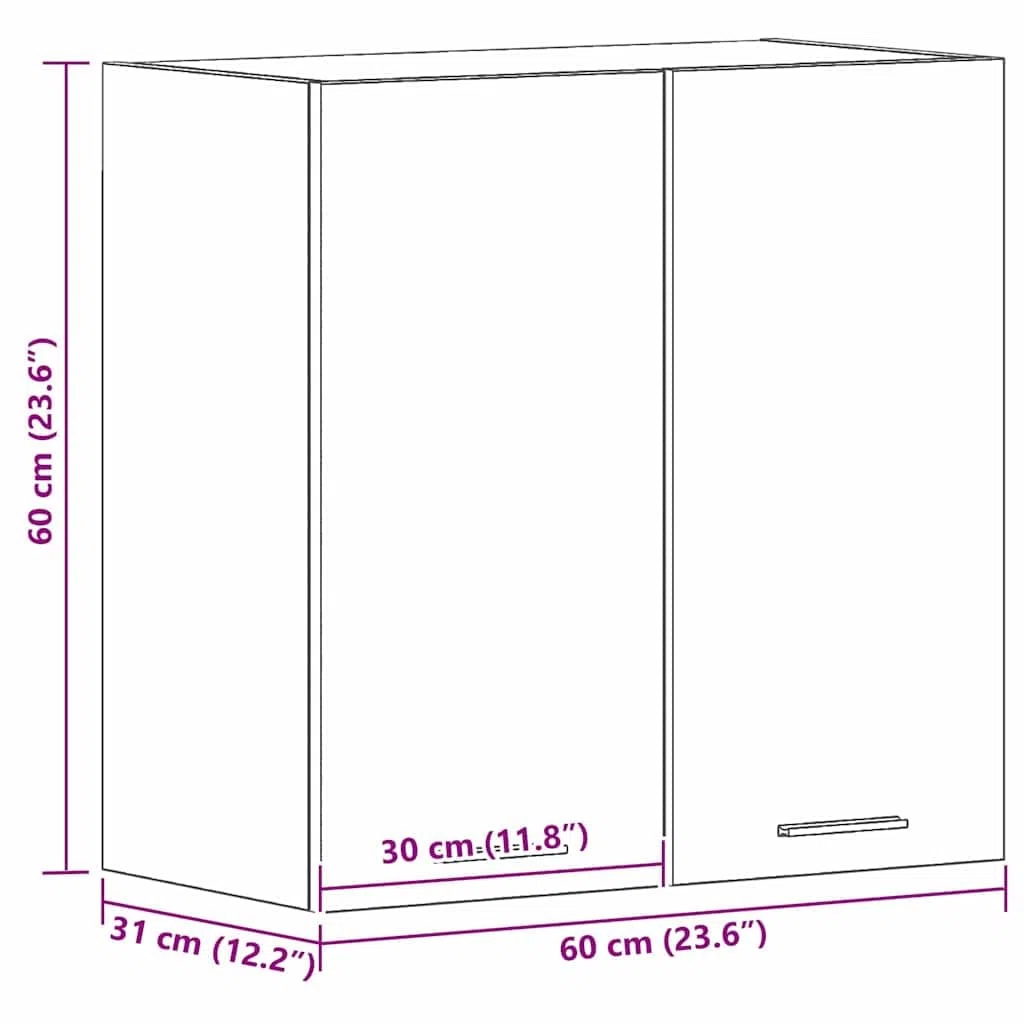vidaXL Mueble Colgante con Estante Lyon Roble Negro 60 x 31 x 60 cm, Amplio Espacio, Muebles de Cocina Modernos, Utilidad Duradera, diseño Rectangular, soluciones Inteligentes para organización