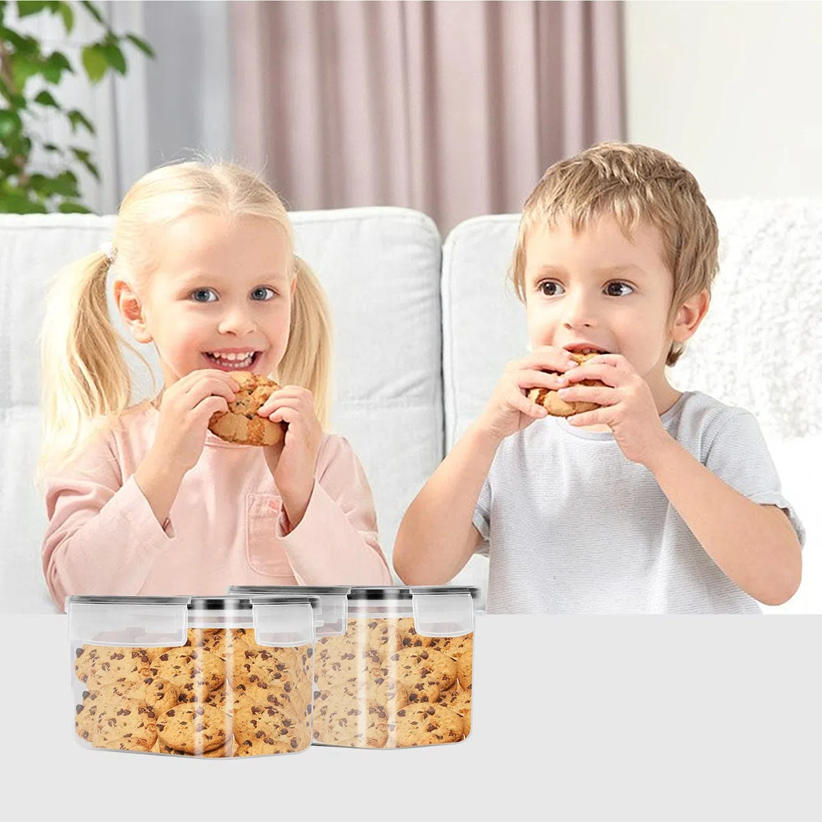Botes Cocina Almacenaje 8 Piezas, Recipientes para alimentos de Plástico de Alimentos Sellados con Tapa, Se Utiliza para Almacenar Cereales, Pasta, Arroz, Harina (2.8L+2L+1.4L+0.8L)