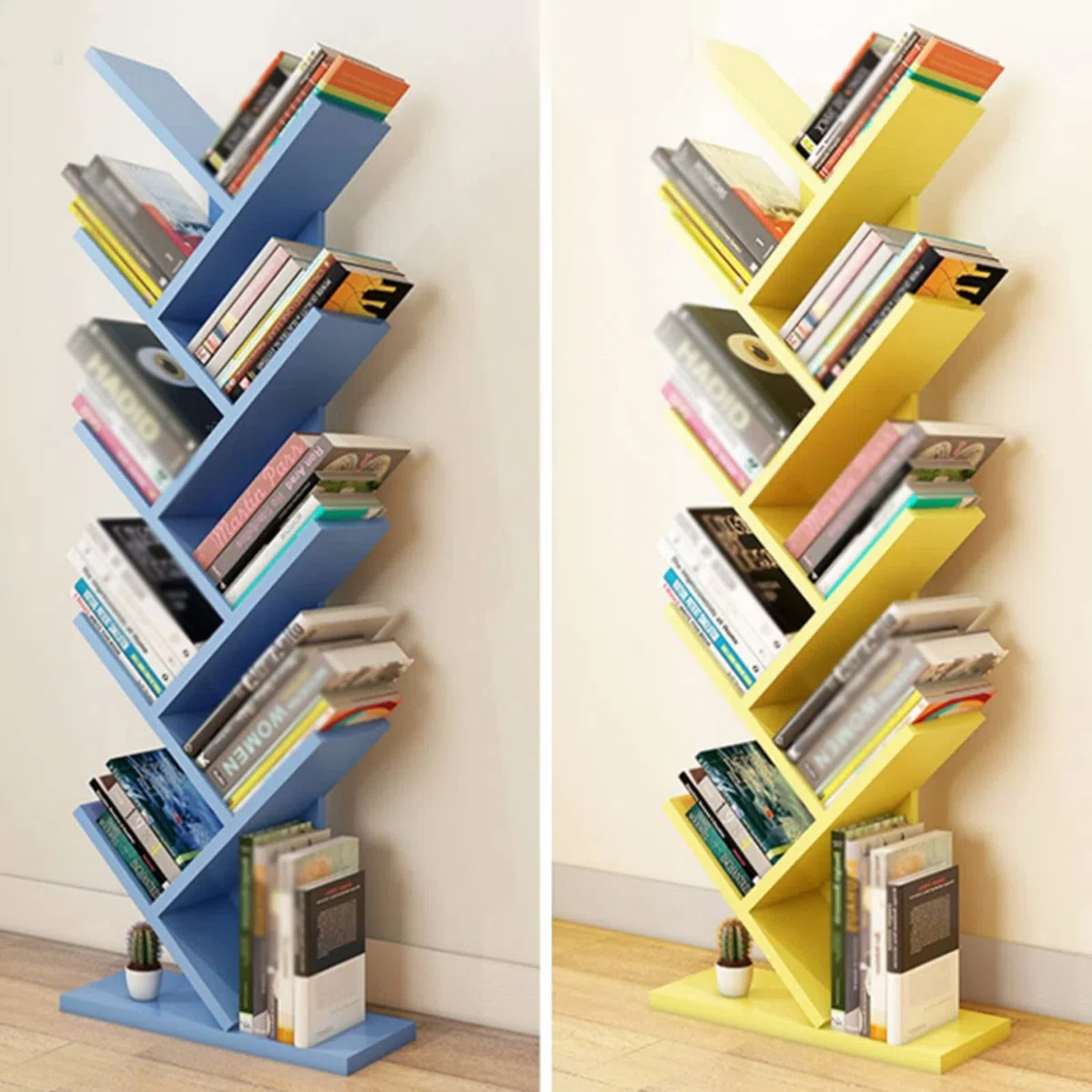 Estantería En Forma De Árbol Estantería Multicapa para Sala De Estar Revistero De Oficina, Estantería De Estudio Estantería para Libros Ilustrados Infantiles (Color : Azul, S : 40x20x132cm)