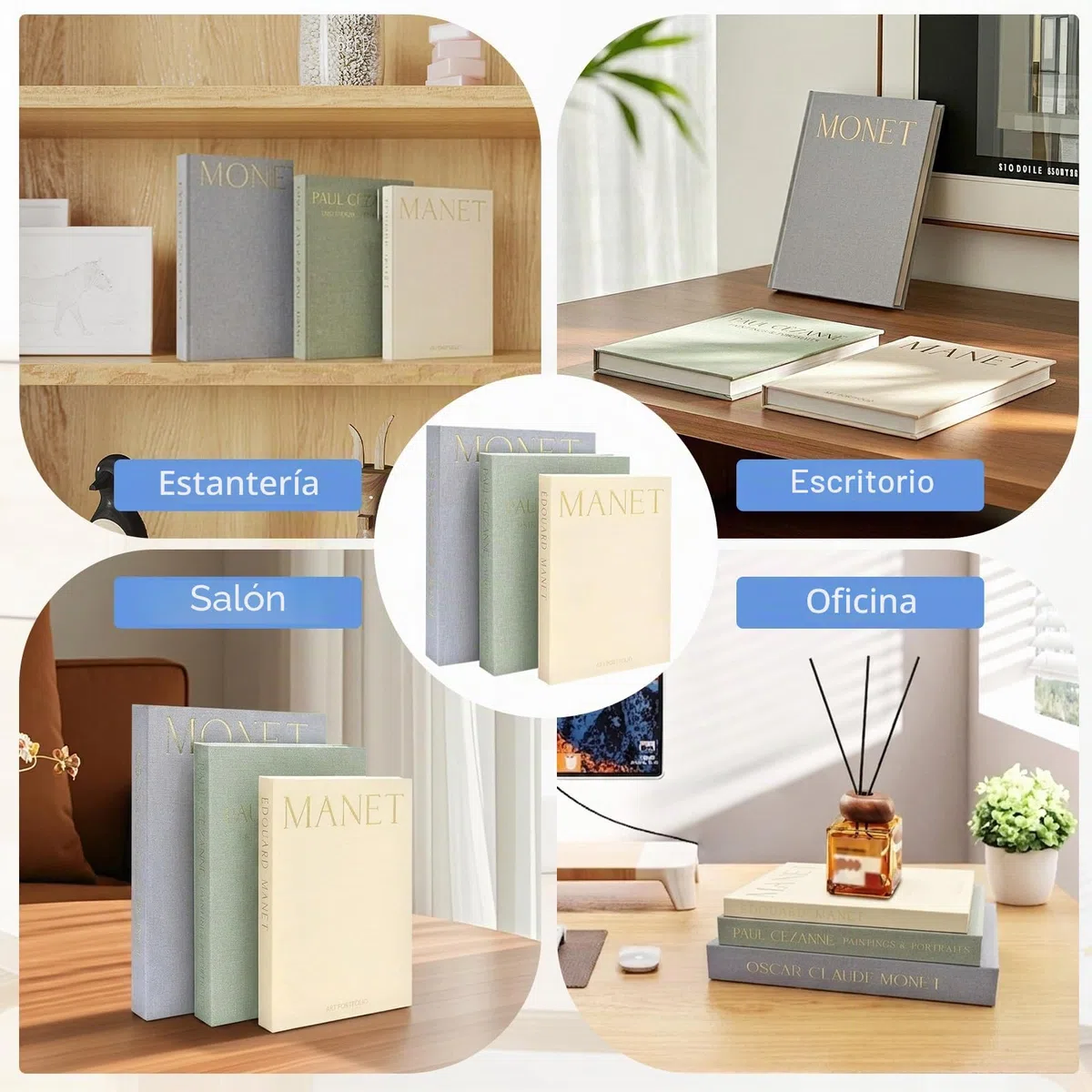 3 libros decorativos con espacio oculto, caja de libros con cierre magnético, libros decorativos, apilables uno encima del otro y diseño Nesting, caja de almacenamiento para mesa de café, estantería