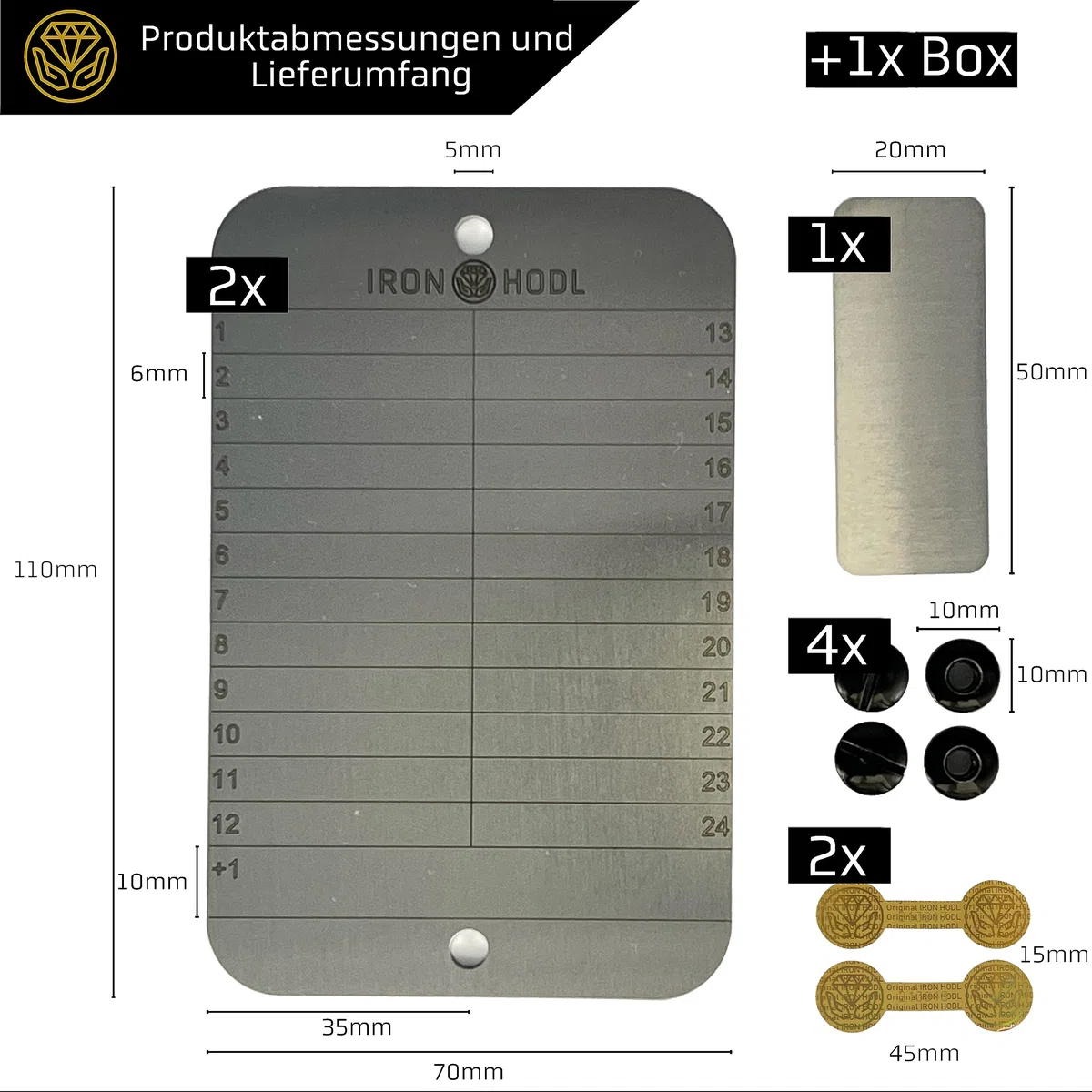 Billetera de acero + lápiz de grabado negro + placa de prueba, tornillos, pegatinas, caja – (2 x 24 + 1) Recovery Seed Frase Placa Metálica Crypto Wallet Bitcoin Wallet Crypto Cold Wallet