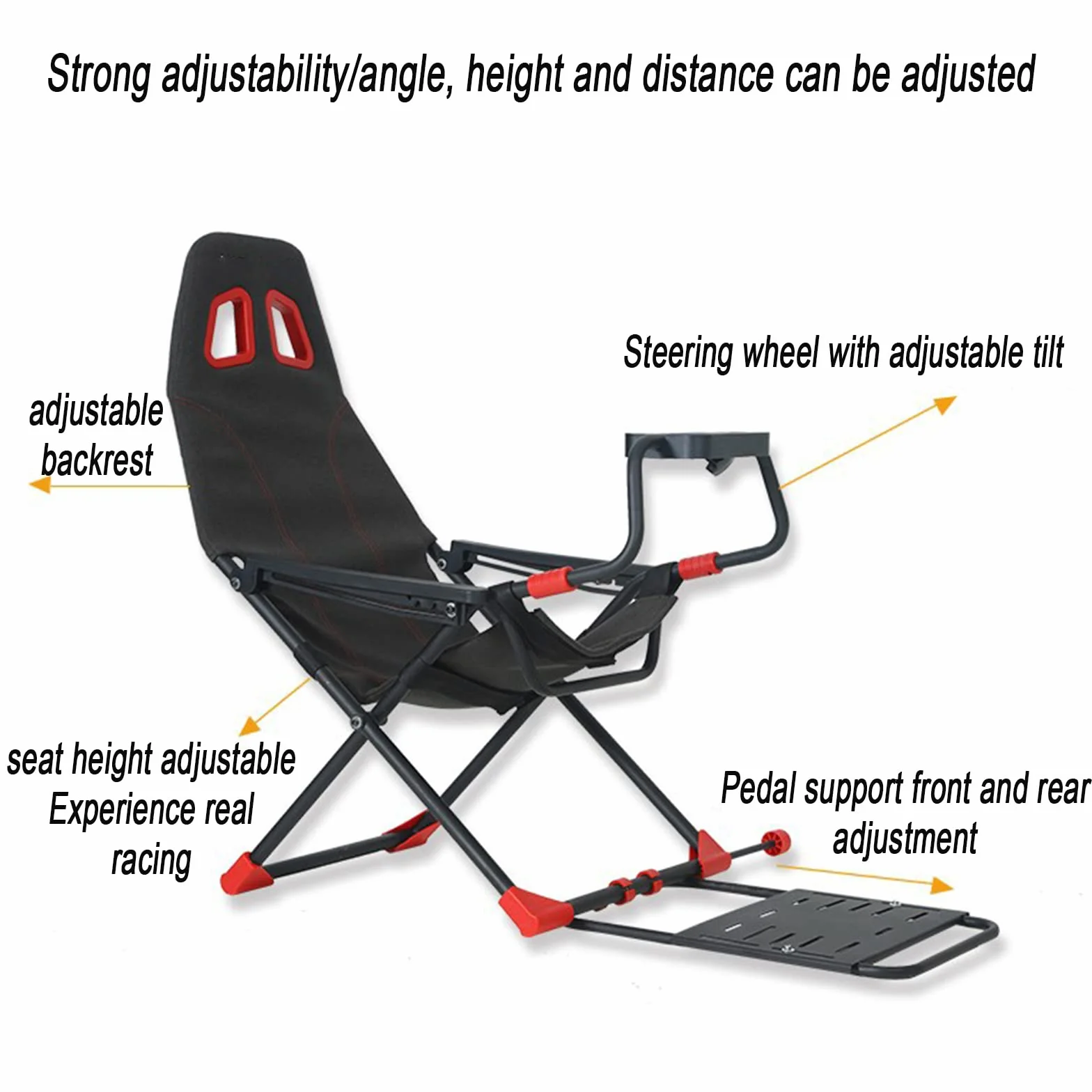 Cabina de simulador de carreras plegable con soporte ajustable para volante y asiento ergonómico para consolas de juegos y PC