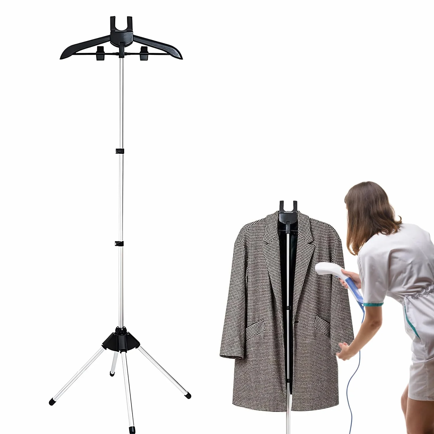 Soporte de Vapor para Ropa, Plancha y Perchas - Negro