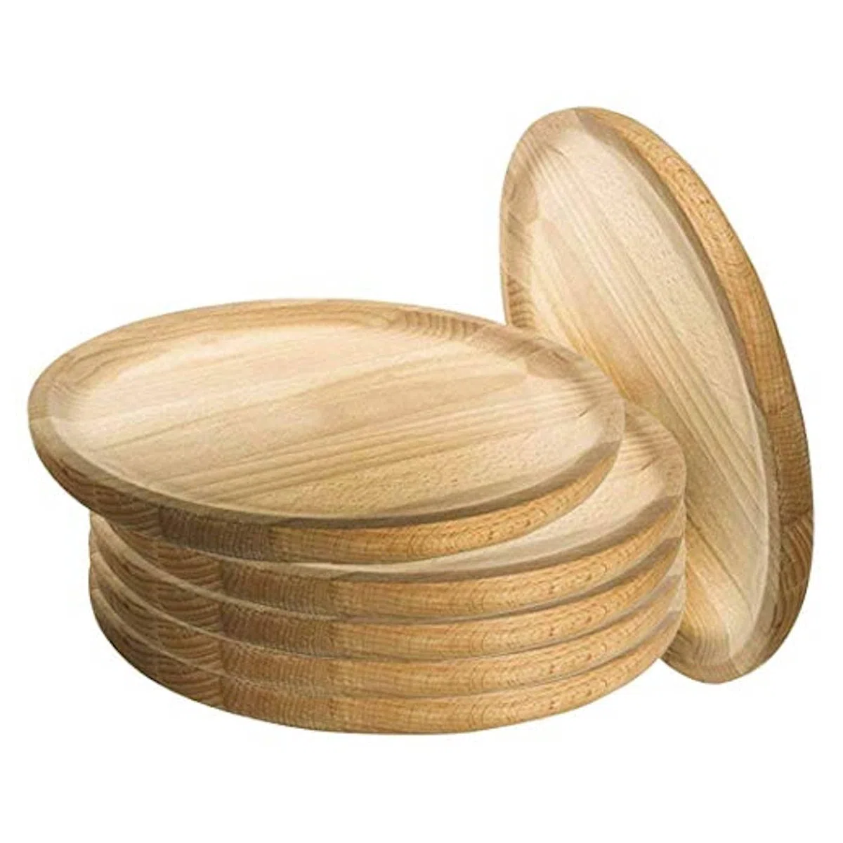 Tradineur – Pack de 6 platos de madera especial para pulpo, de 21,8 cm de diámetro y 1,9 cm de alto, vajilla madera, vajilla para comida, tabla pulpo, pizza, fuente para alimentación (6, 22 cm)